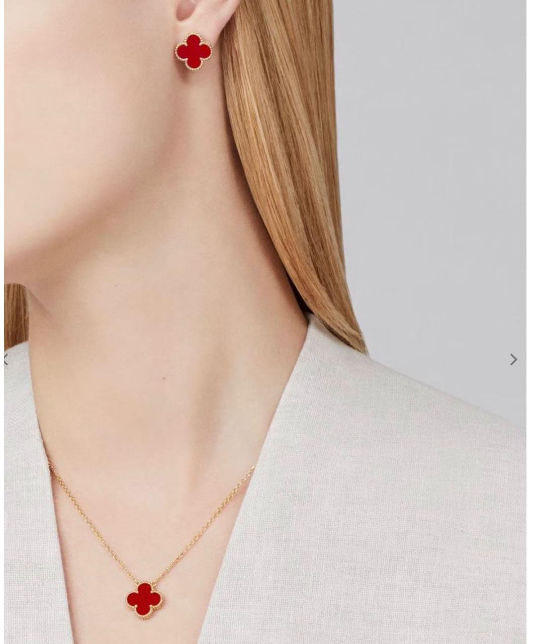VAN CLEEF & ARPELS Бордовые серьги из желтого золота, фото 4