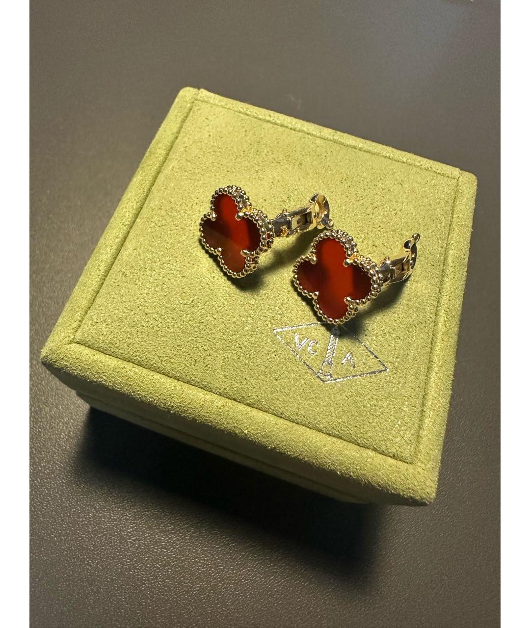 VAN CLEEF & ARPELS Бордовые серьги из желтого золота, фото 6