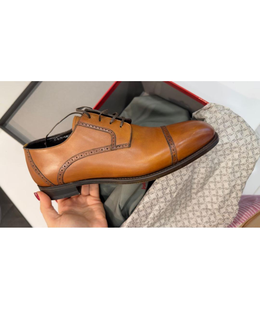 BRIONI Коричневые кожаные туфли, фото 5