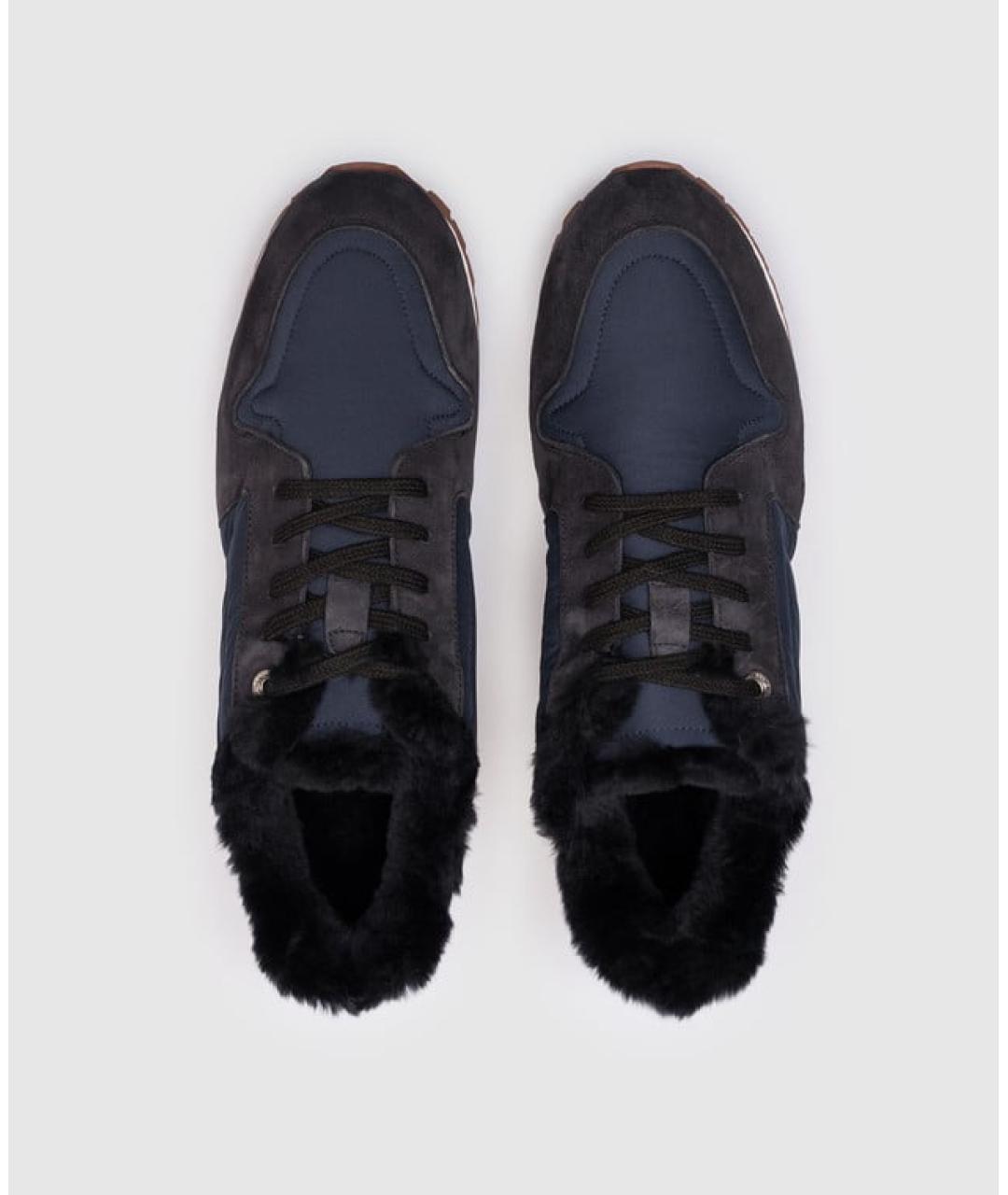 LORO PIANA Темно-синие замшевые кроссовки, фото 5