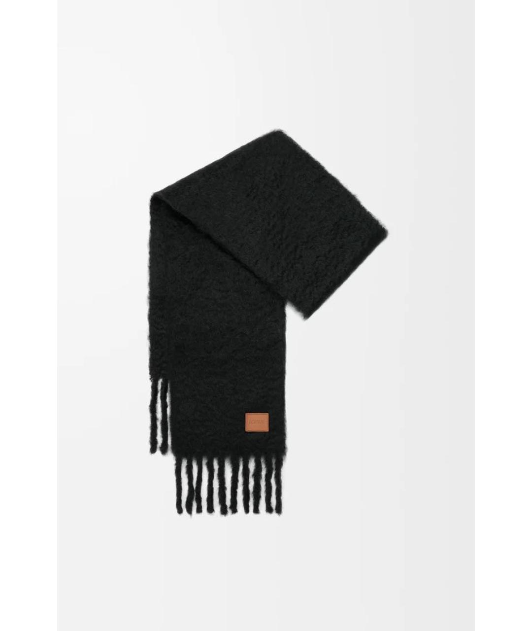 LOEWE Черный шерстяной шарф, фото 5