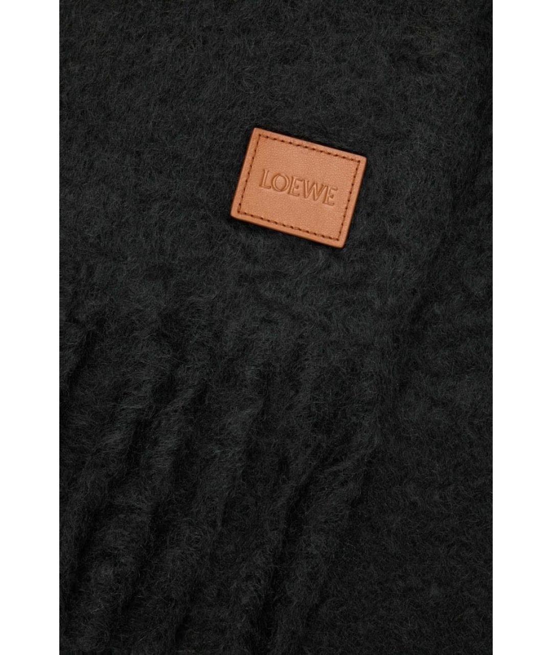 LOEWE Черный шерстяной шарф, фото 4