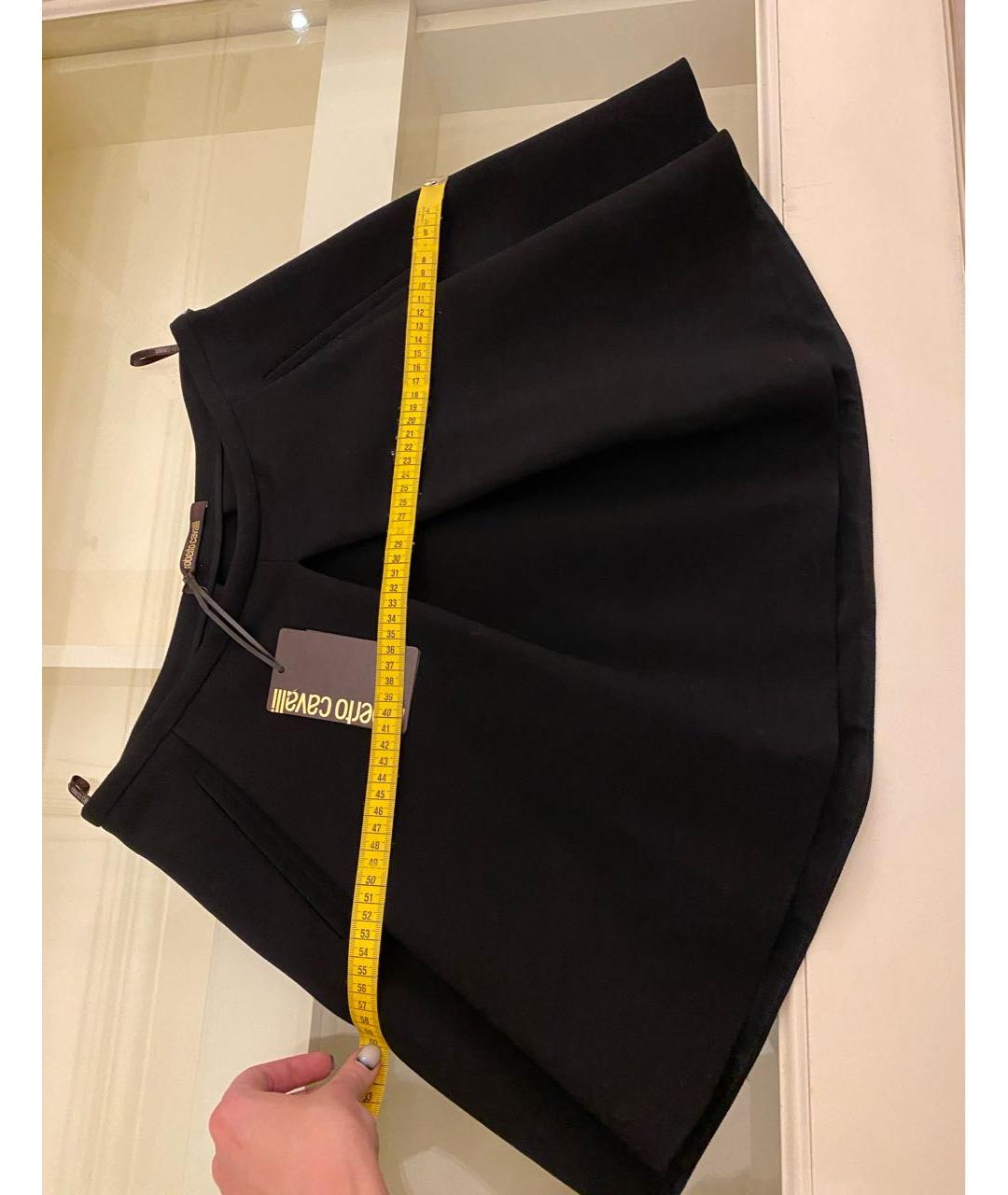ROBERTO CAVALLI Черная шерстяная юбка мини, фото 8