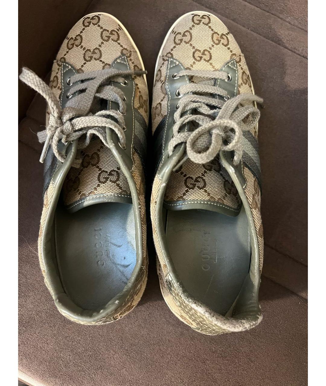 GUCCI Бежевые текстильные кеды, фото 3