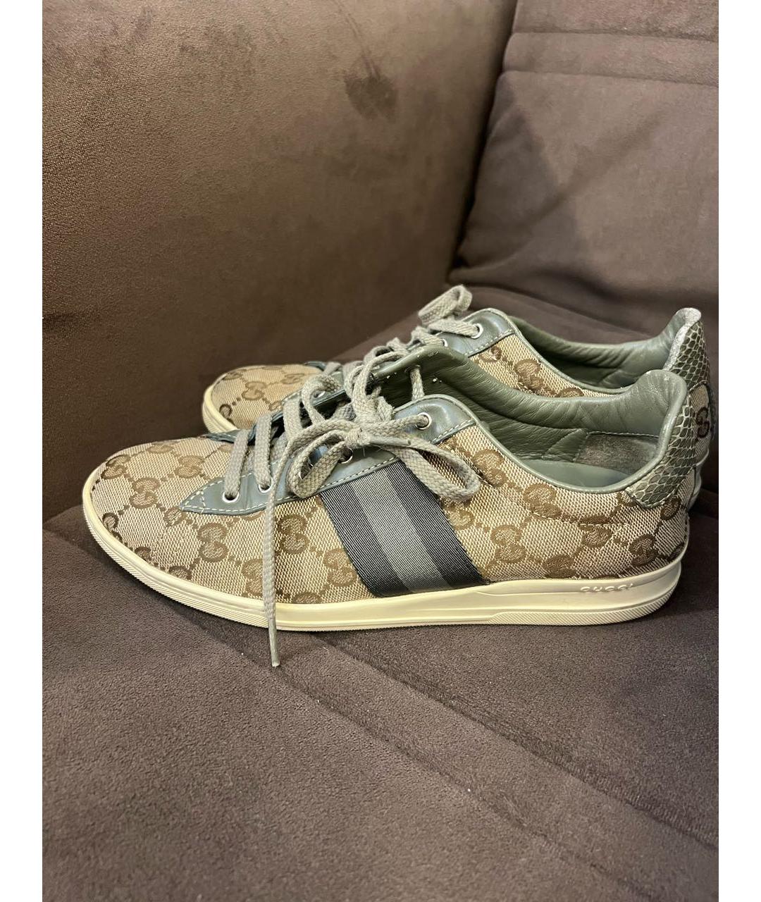 GUCCI Бежевые текстильные кеды, фото 5