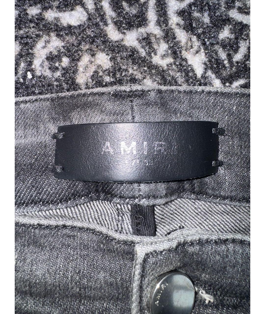 AMIRI Серые хлопко-эластановые джинсы скинни, фото 4