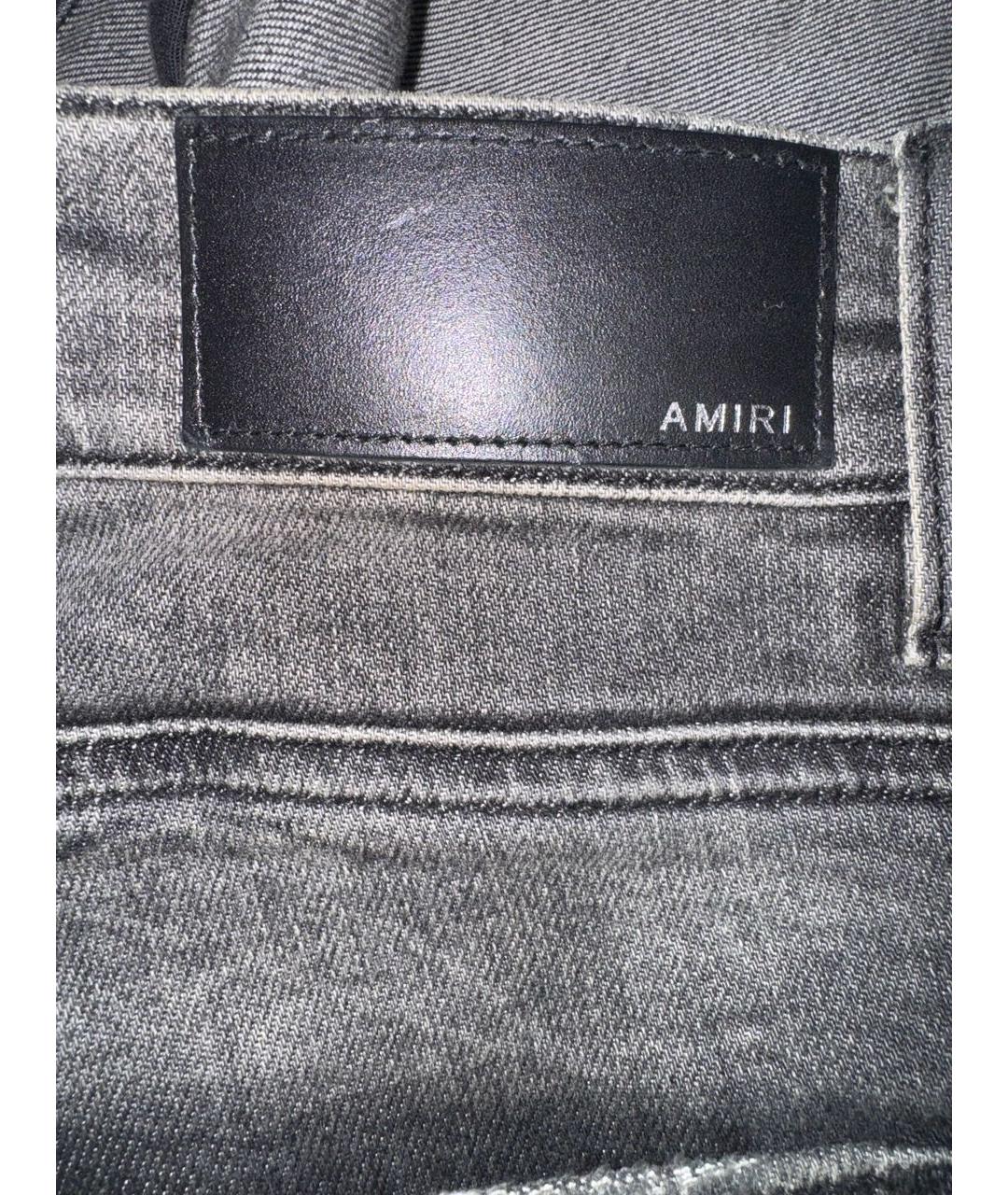 AMIRI Серые хлопко-эластановые джинсы скинни, фото 7