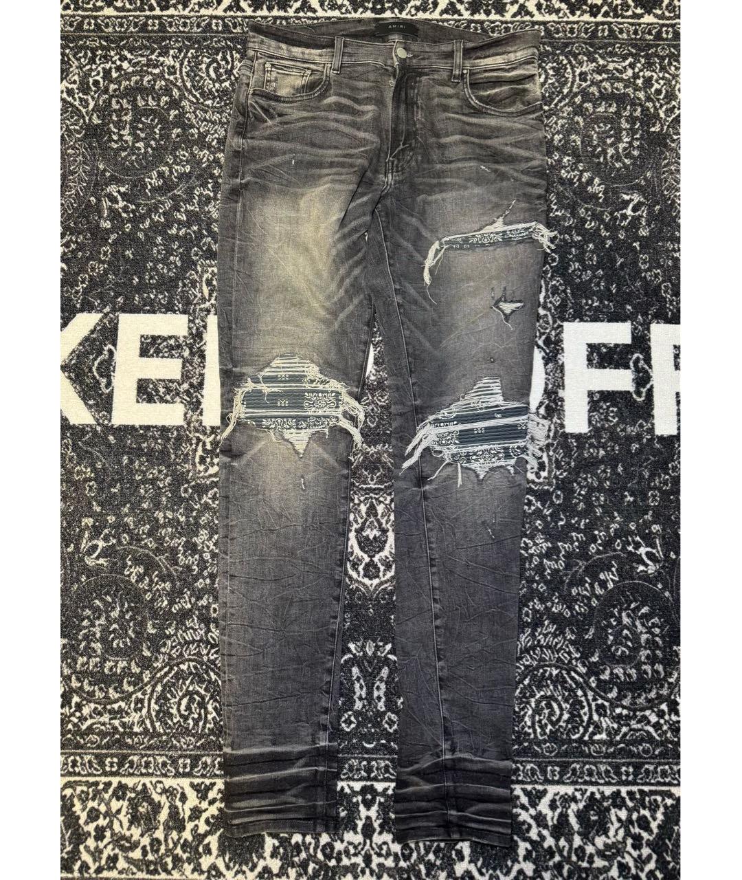 AMIRI Серые хлопко-эластановые джинсы скинни, фото 8