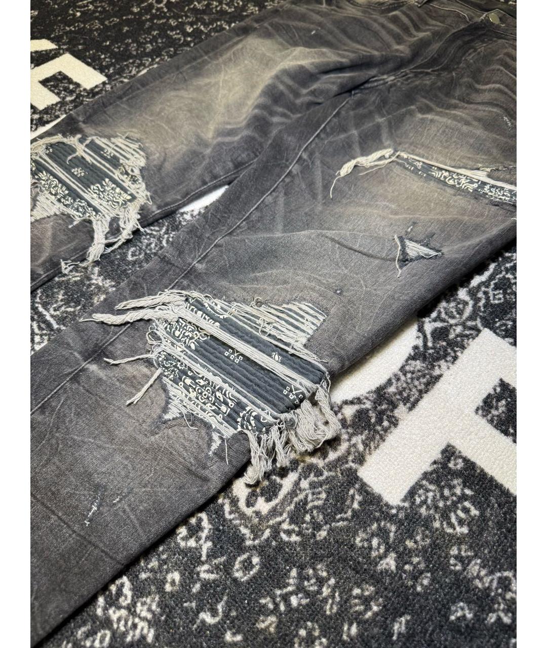 AMIRI Серые хлопко-эластановые джинсы скинни, фото 2