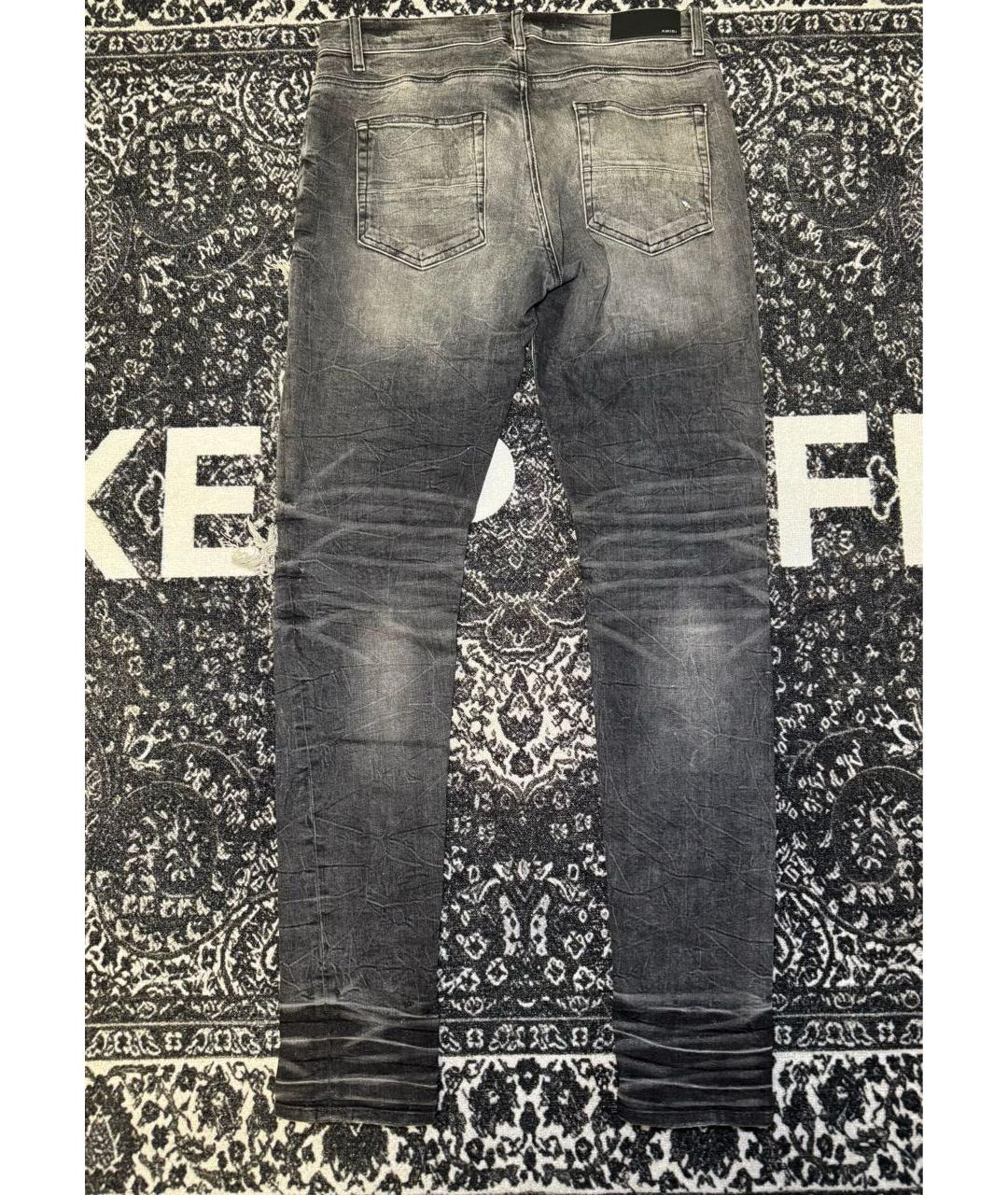 AMIRI Серые хлопко-эластановые джинсы скинни, фото 3