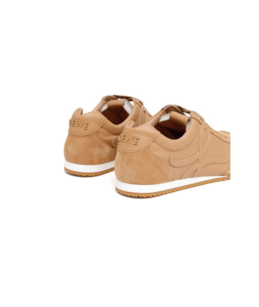 LOEWE Бежевые кожаные кроссовки, фото 2