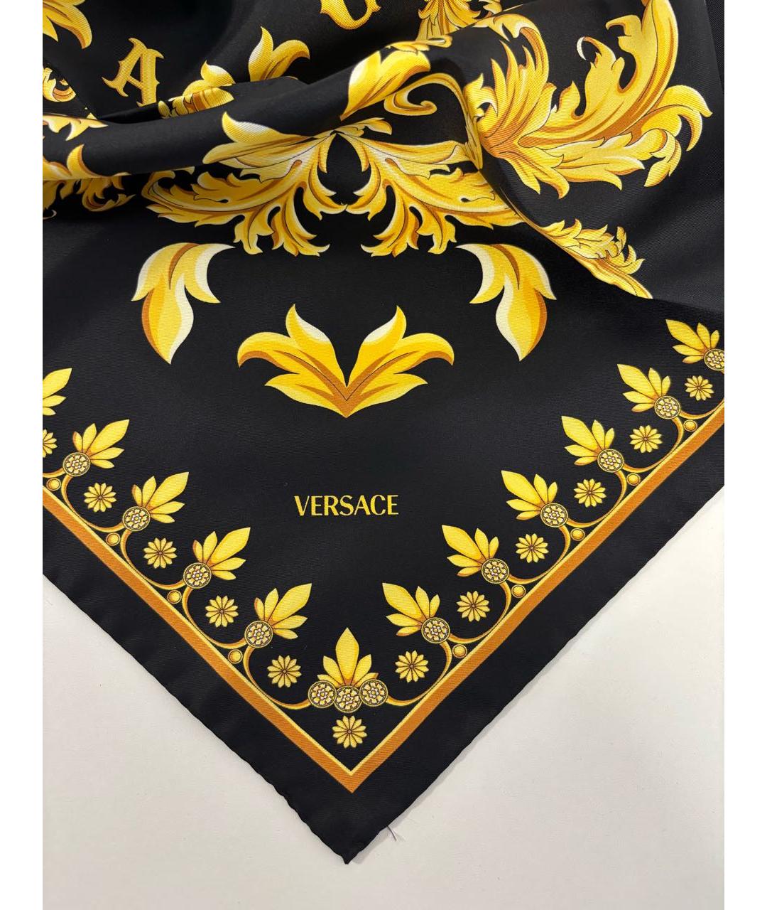 VERSACE Черный шелковый платок, фото 6