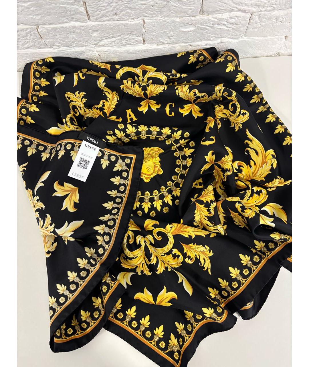 VERSACE Черный шелковый платок, фото 2