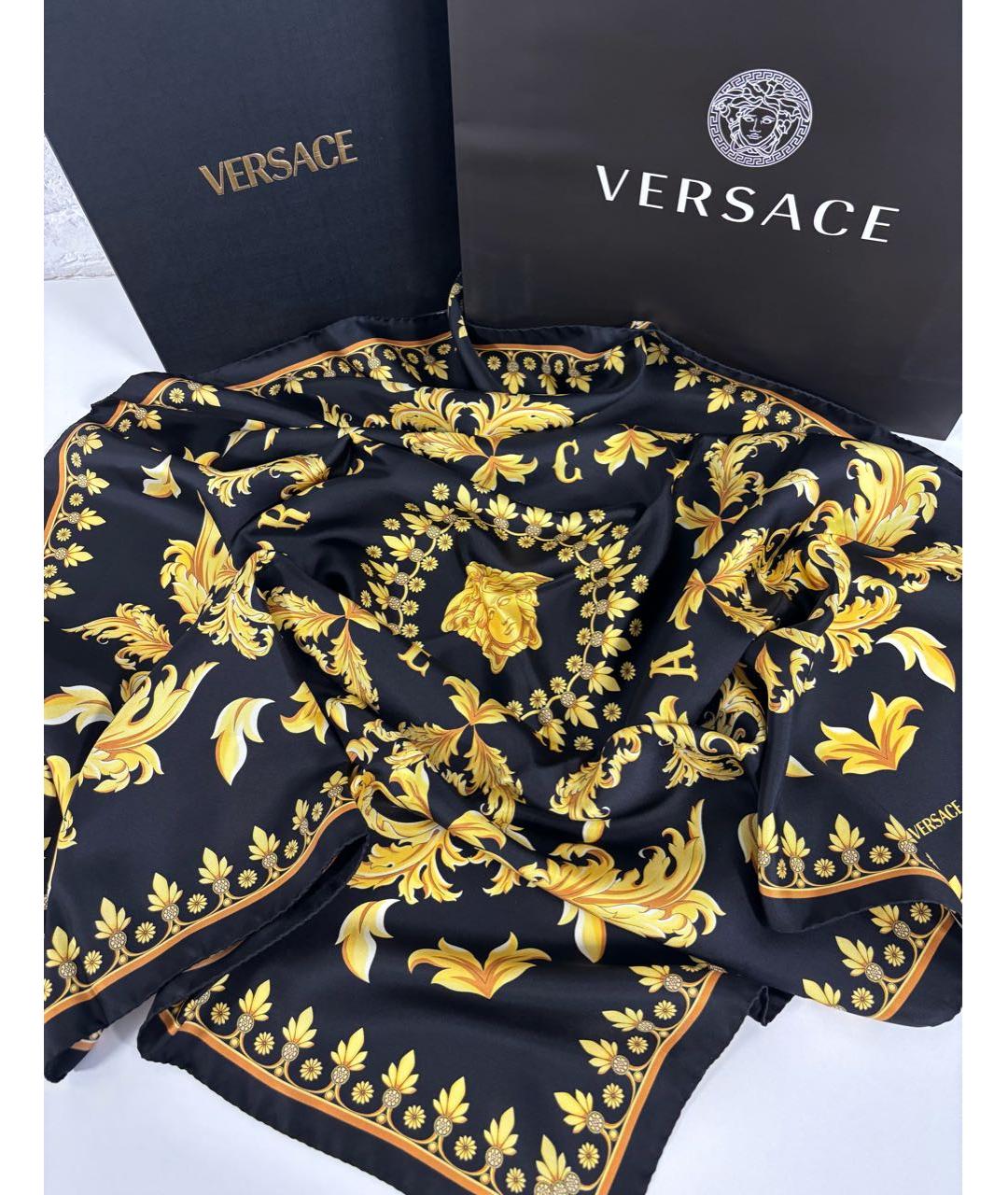 VERSACE Черный шелковый платок, фото 7