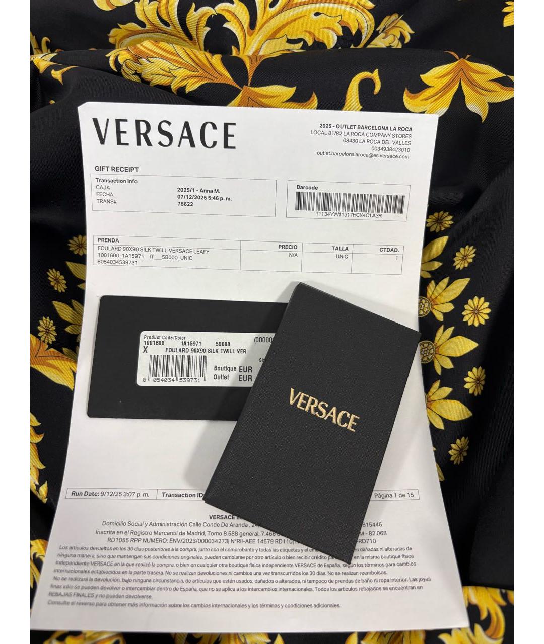 VERSACE Черный шелковый платок, фото 5