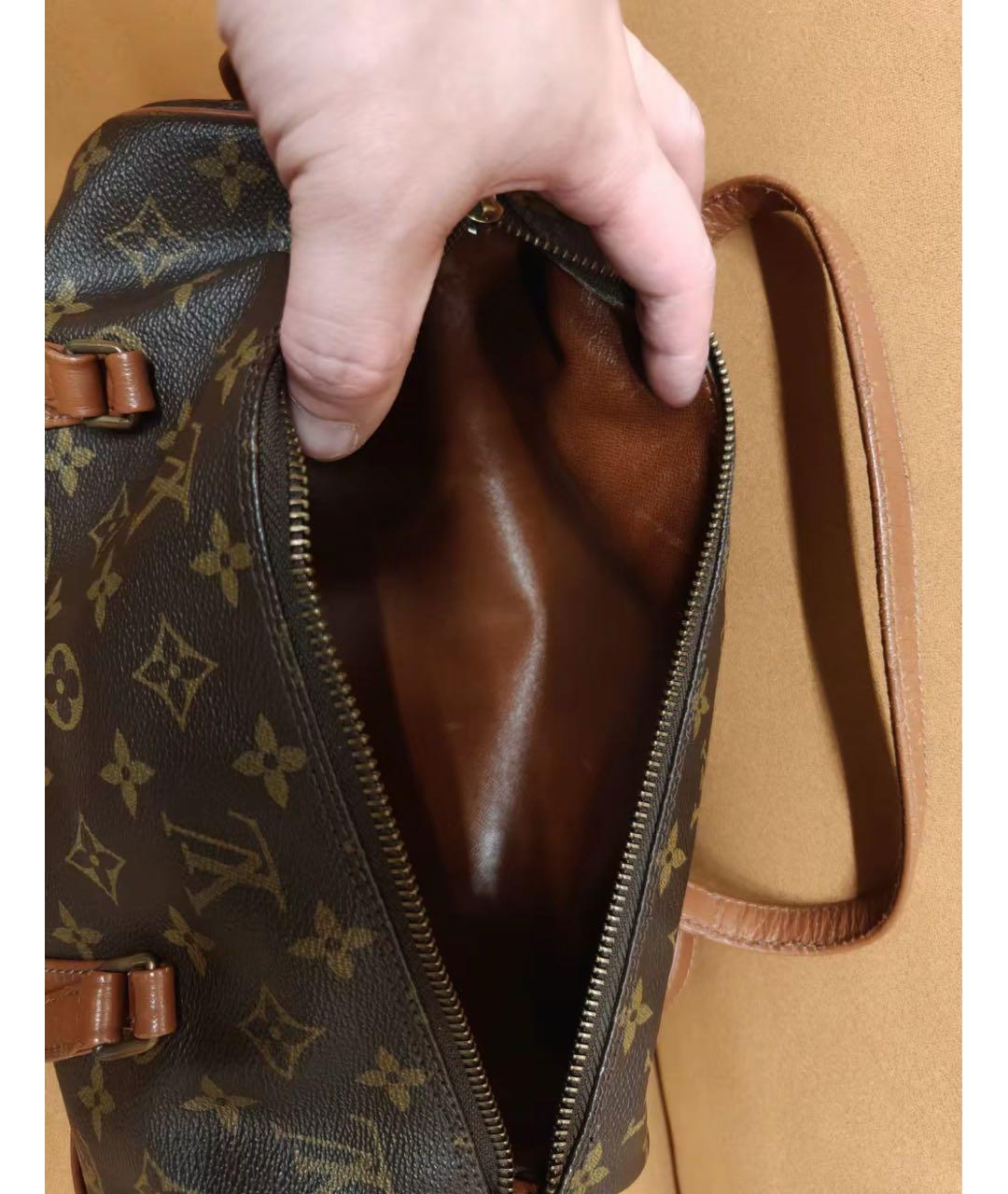 LOUIS VUITTON Коричневая кожаная сумка через плечо, фото 7