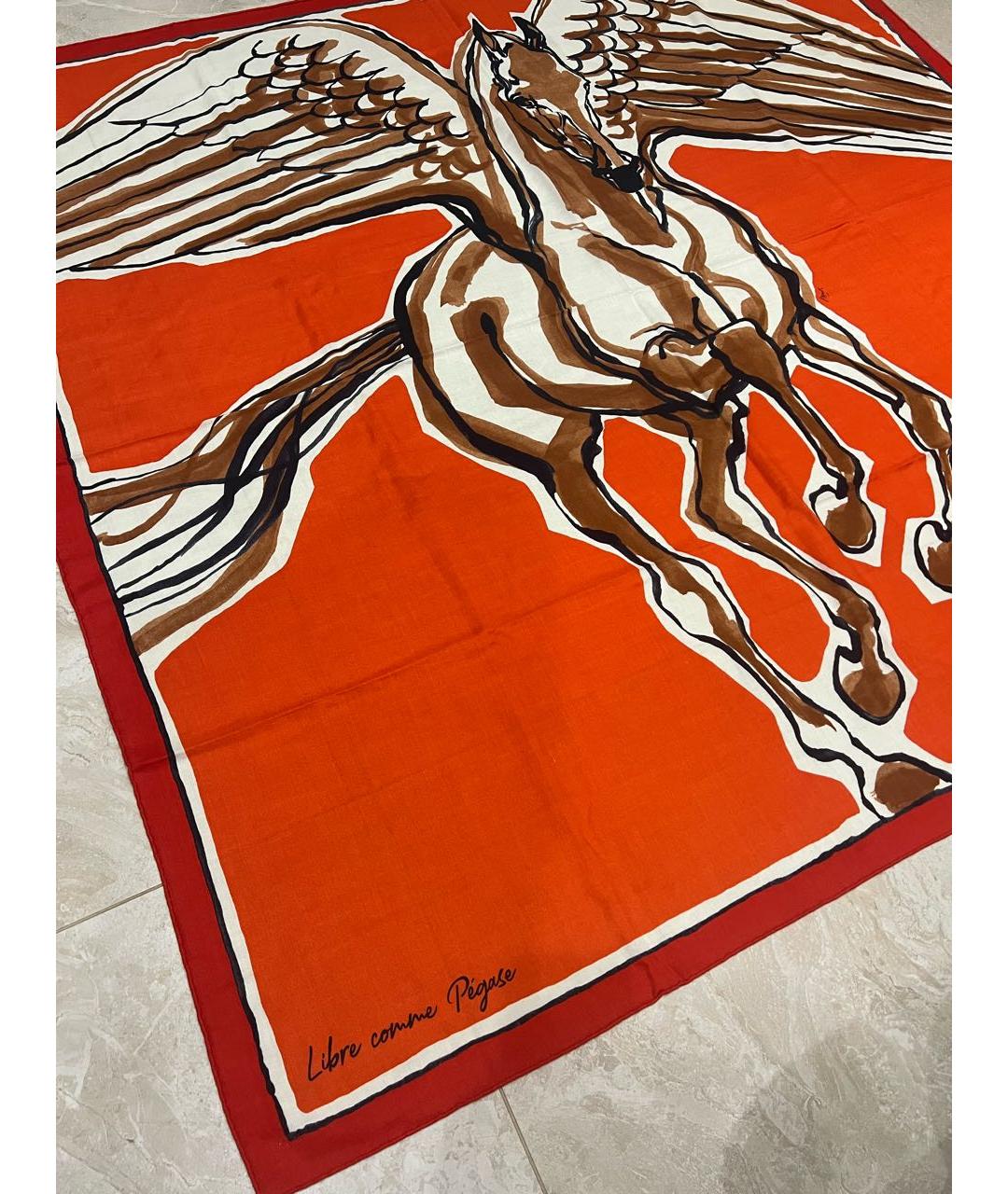 HERMES Оранжевый кашемировый платок, фото 5