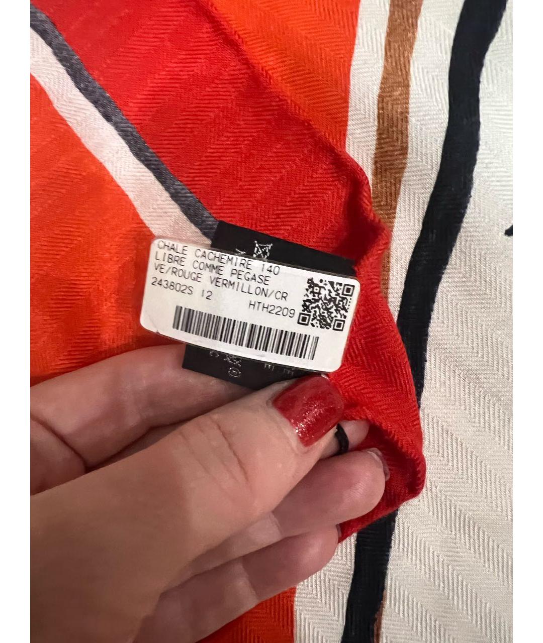 HERMES Оранжевый кашемировый платок, фото 6