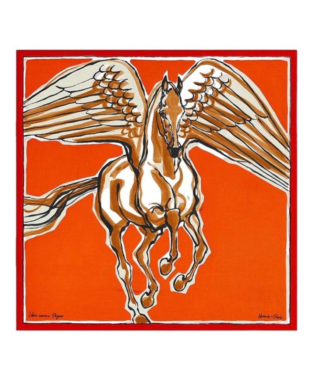 HERMES Оранжевый кашемировый платок, фото 1