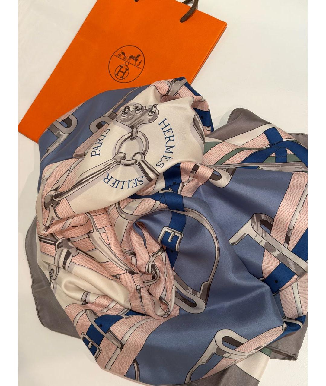 HERMES Мульти шелковый платок, фото 4