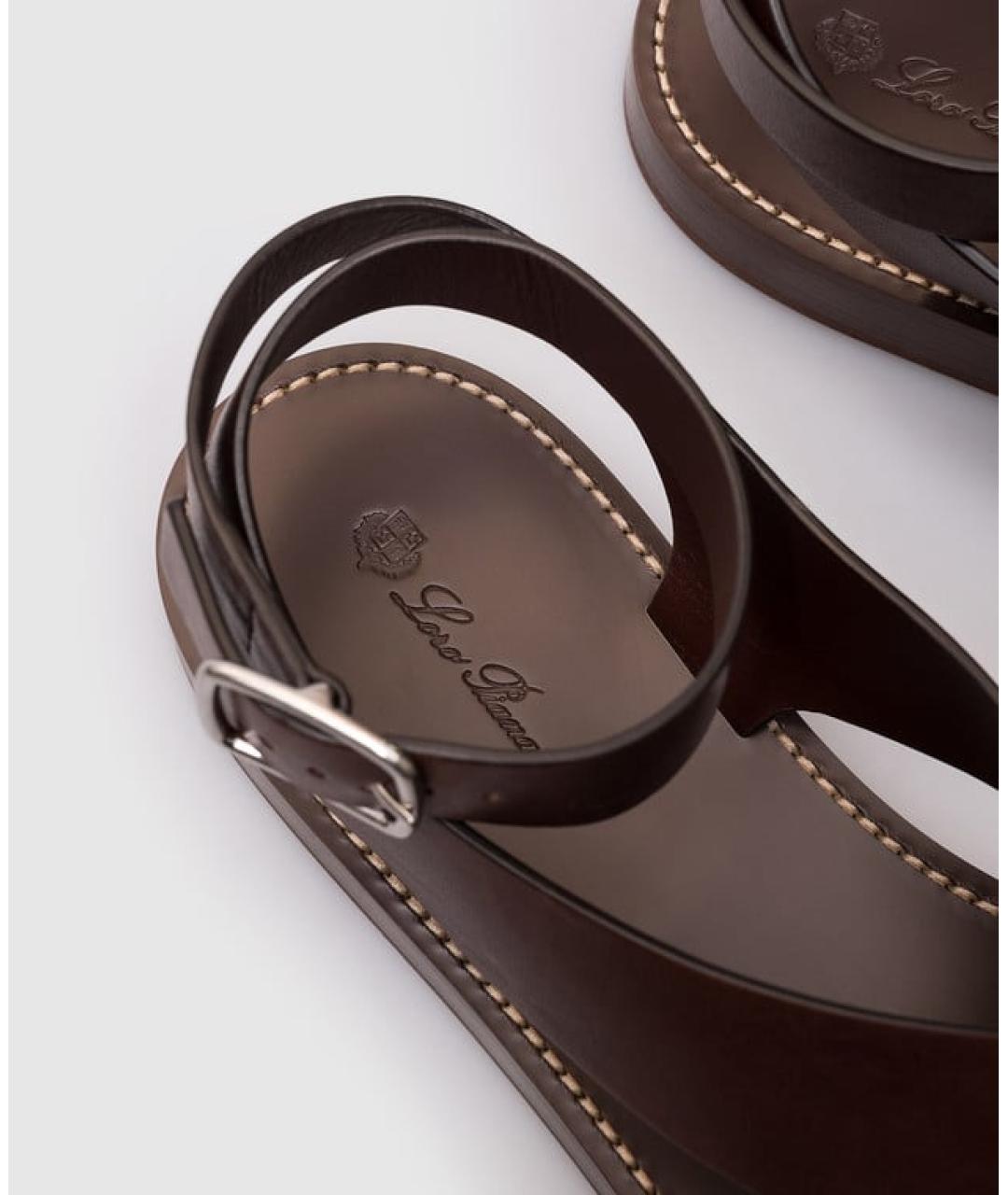 LORO PIANA Коричневые кожаные сандалии, фото 5