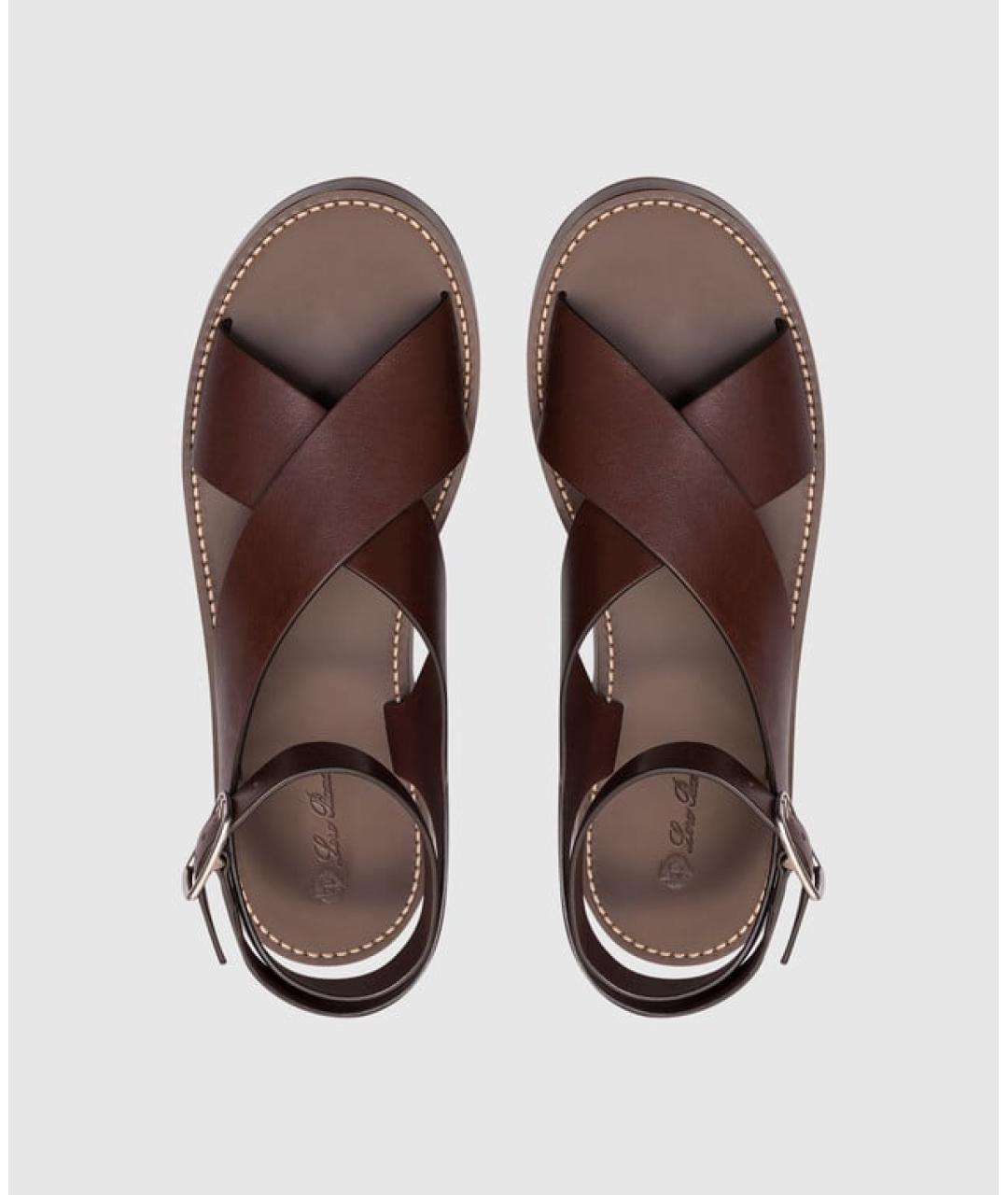 LORO PIANA Коричневые кожаные сандалии, фото 4