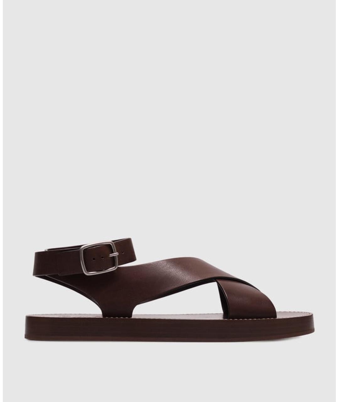 LORO PIANA Коричневые кожаные сандалии, фото 6