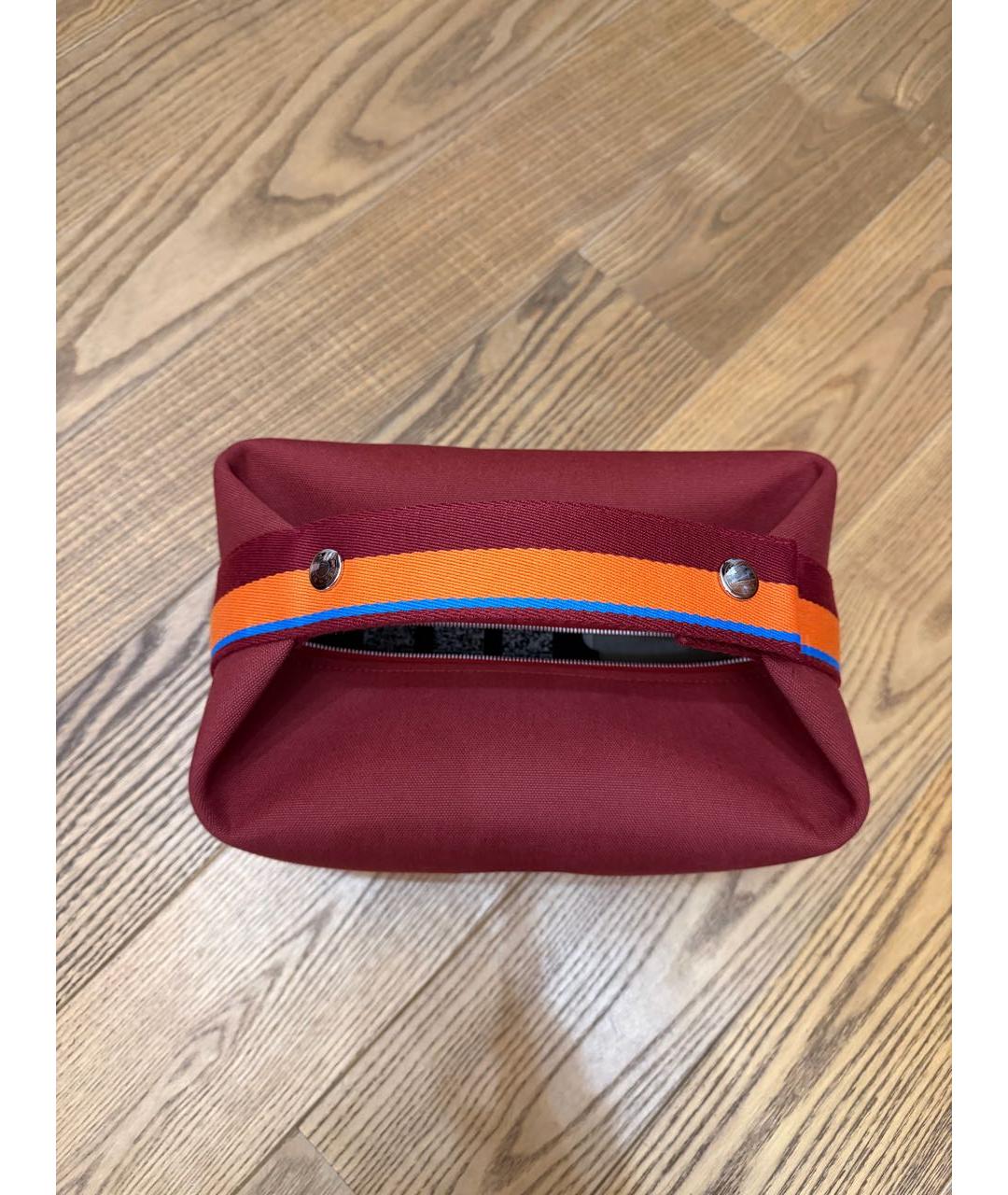 HERMES Бордовая тканевая косметичка, фото 2