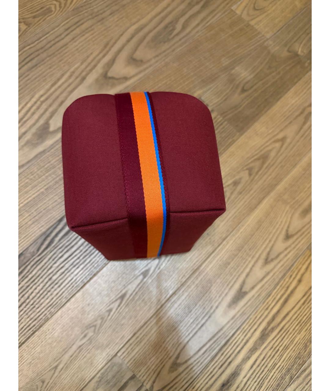 HERMES Бордовая тканевая косметичка, фото 3