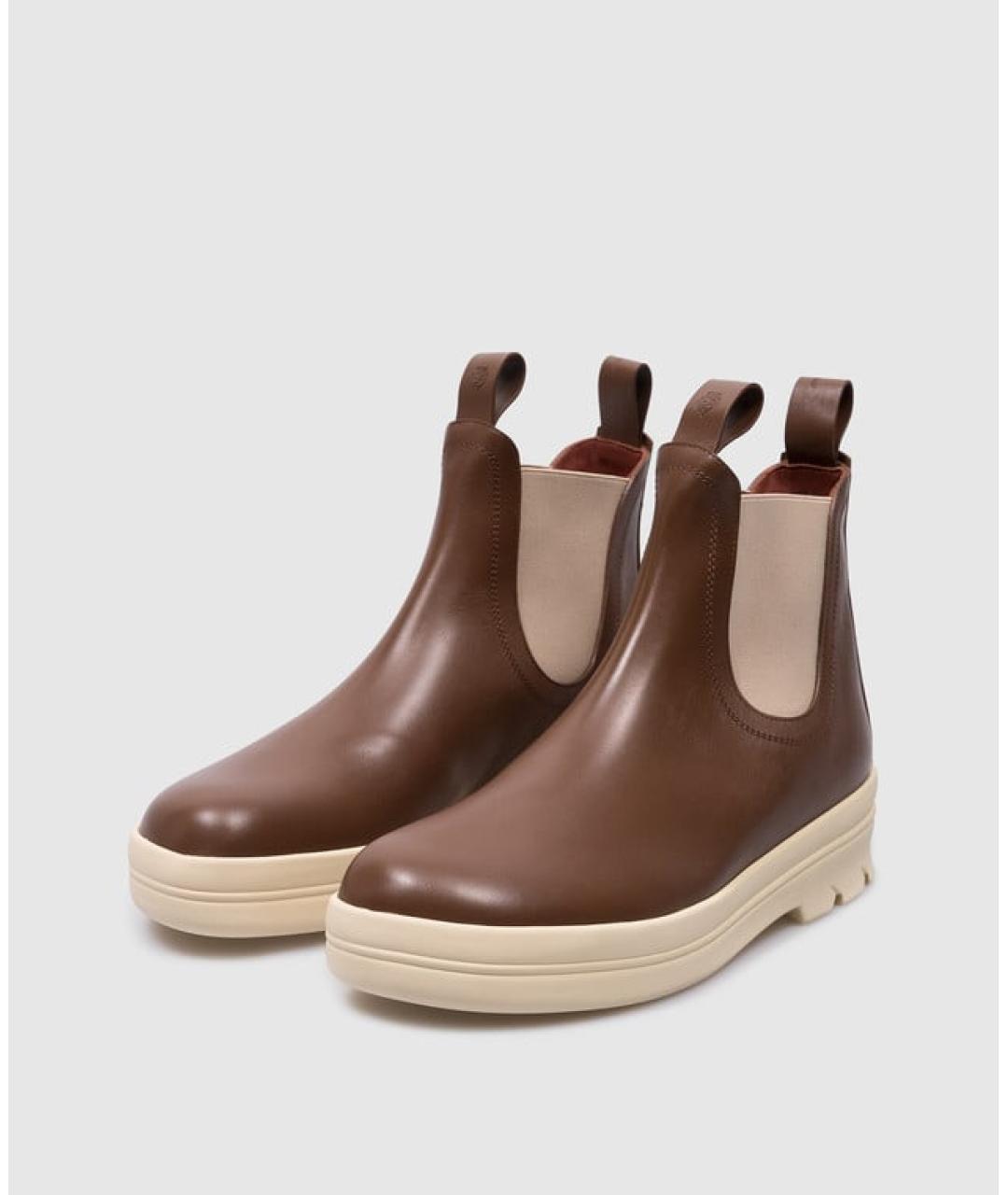 LORO PIANA Коричневые кожаные ботинки, фото 2