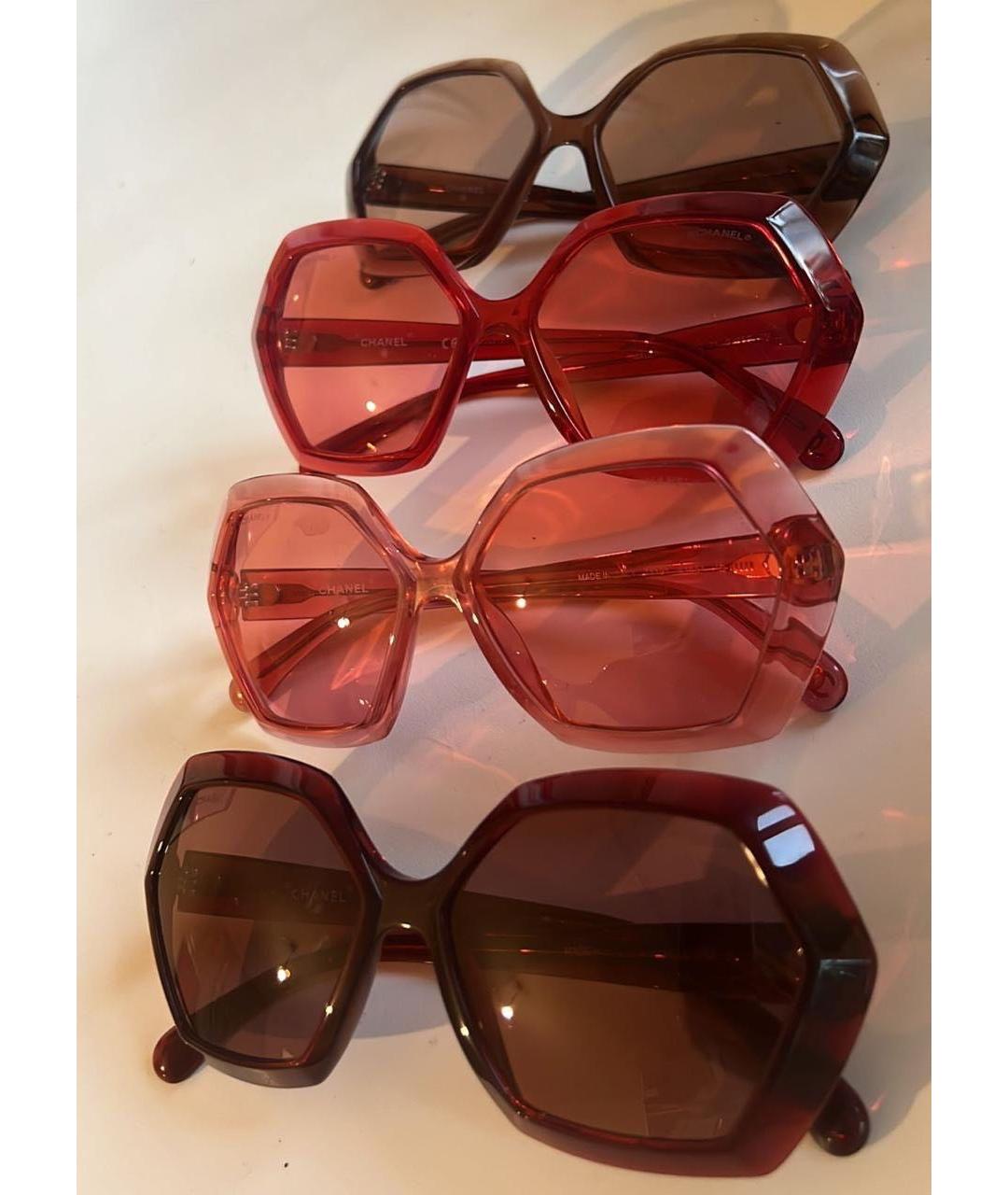 CHANEL Красные пластиковые солнцезащитные очки, фото 3