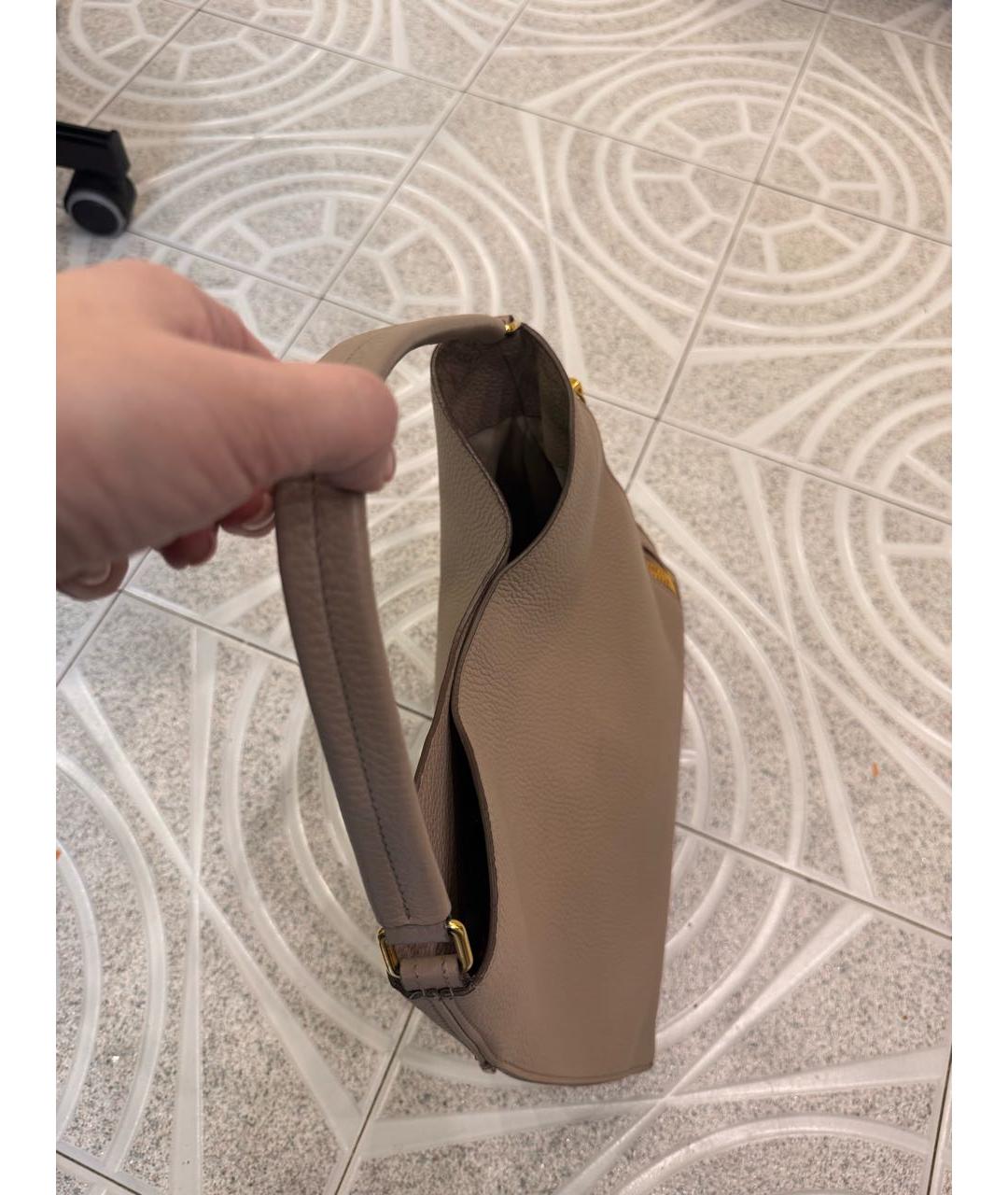 TOM FORD Бежевая кожаная сумка тоут, фото 3