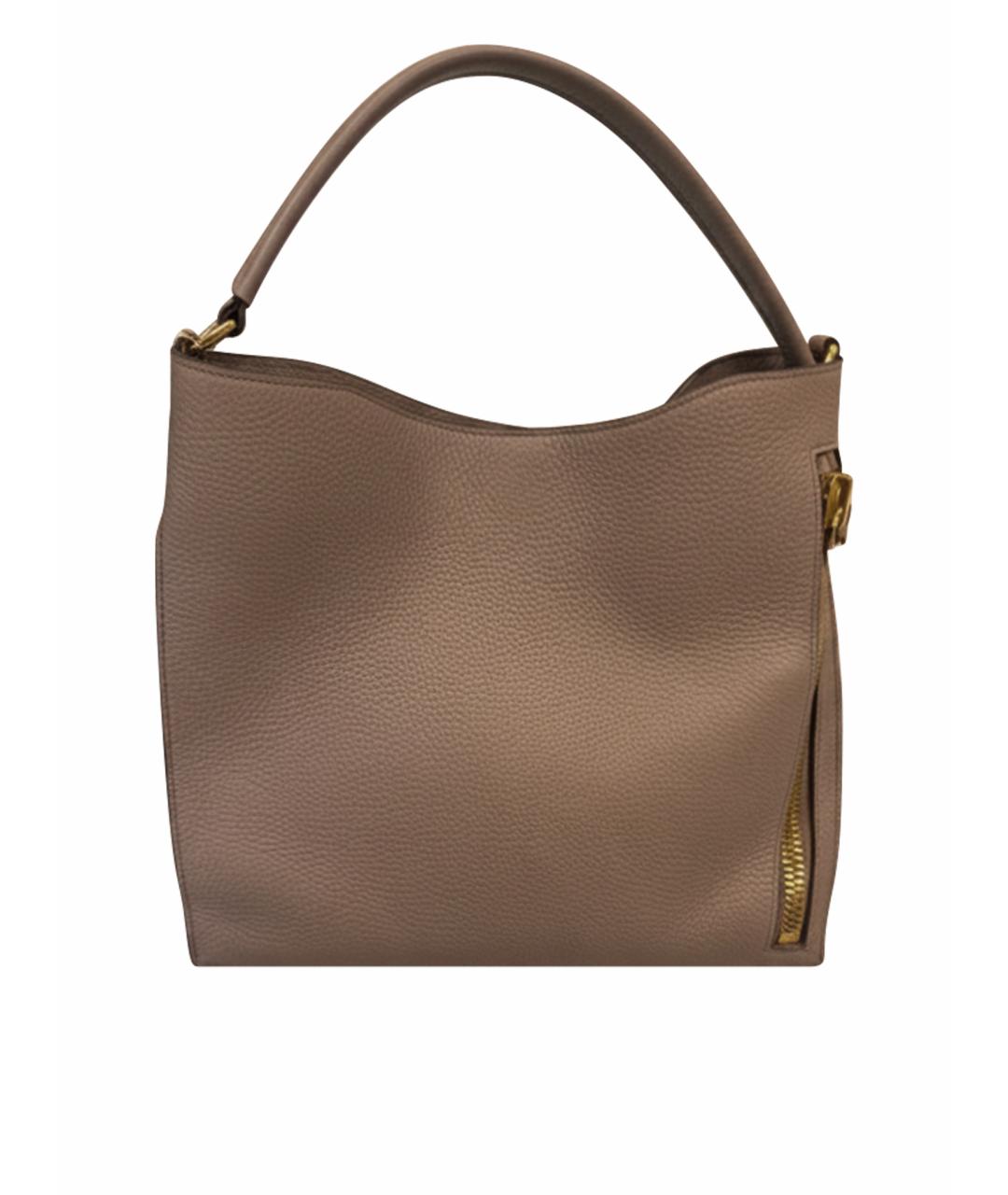 TOM FORD Бежевая кожаная сумка тоут, фото 1