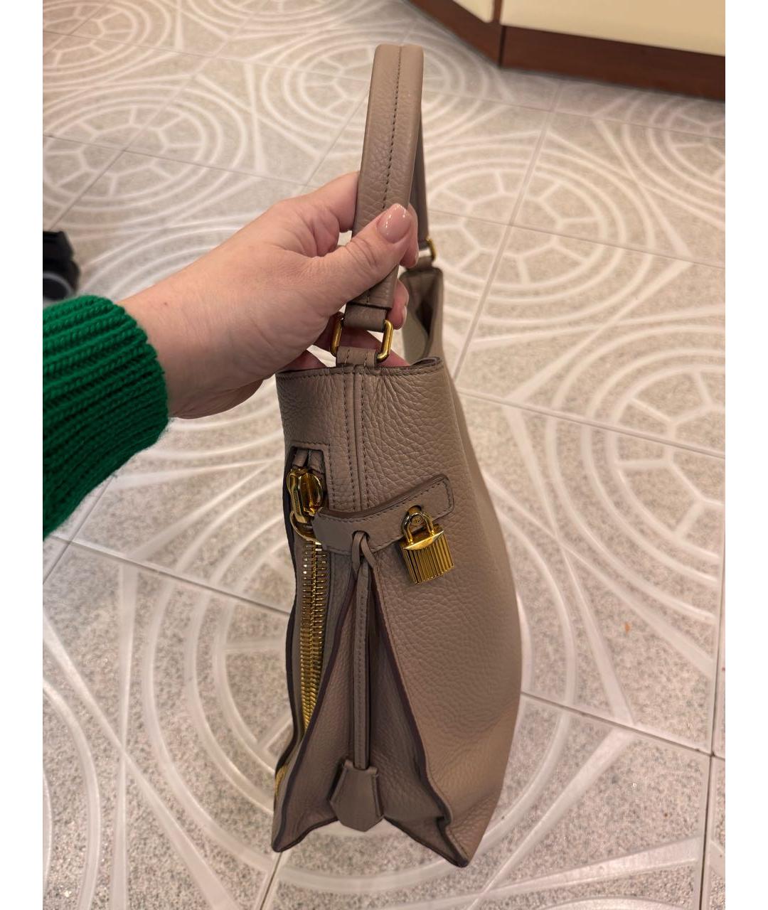 TOM FORD Бежевая кожаная сумка тоут, фото 2