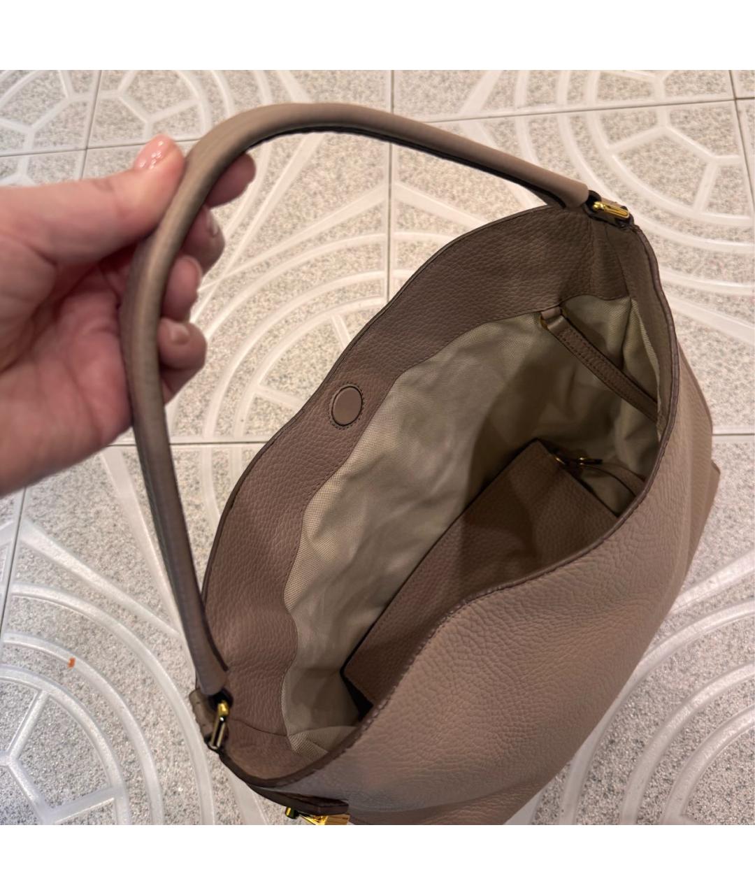 TOM FORD Бежевая кожаная сумка тоут, фото 4