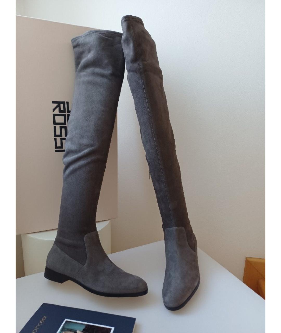 SERGIO ROSSI Серые замшевые ботфорты, фото 5