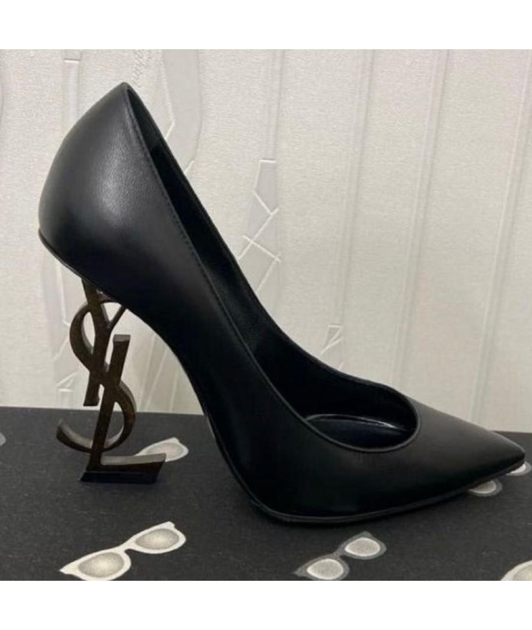 SAINT LAURENT Черные кожаные туфли, фото 4