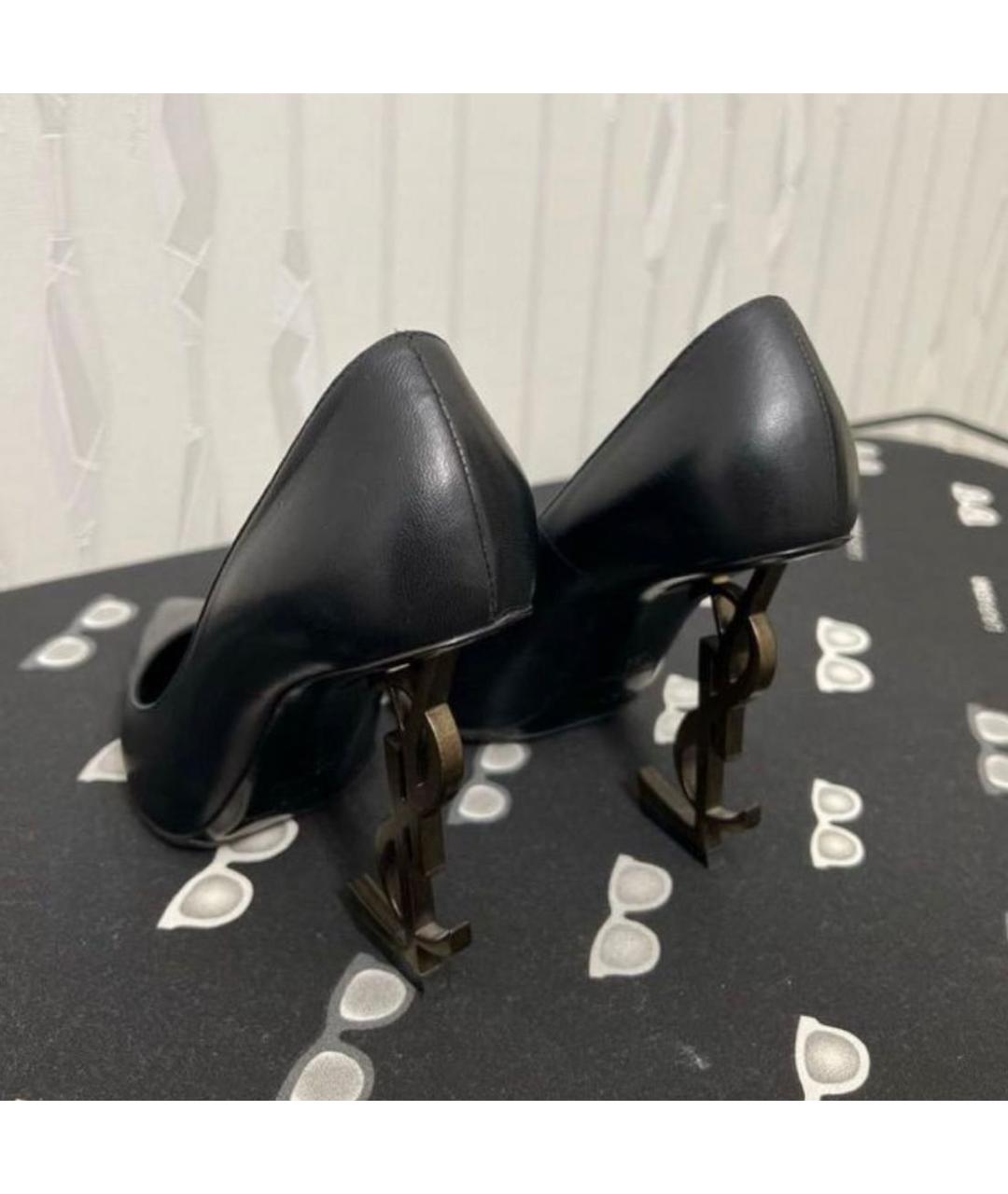 SAINT LAURENT Черные кожаные туфли, фото 3
