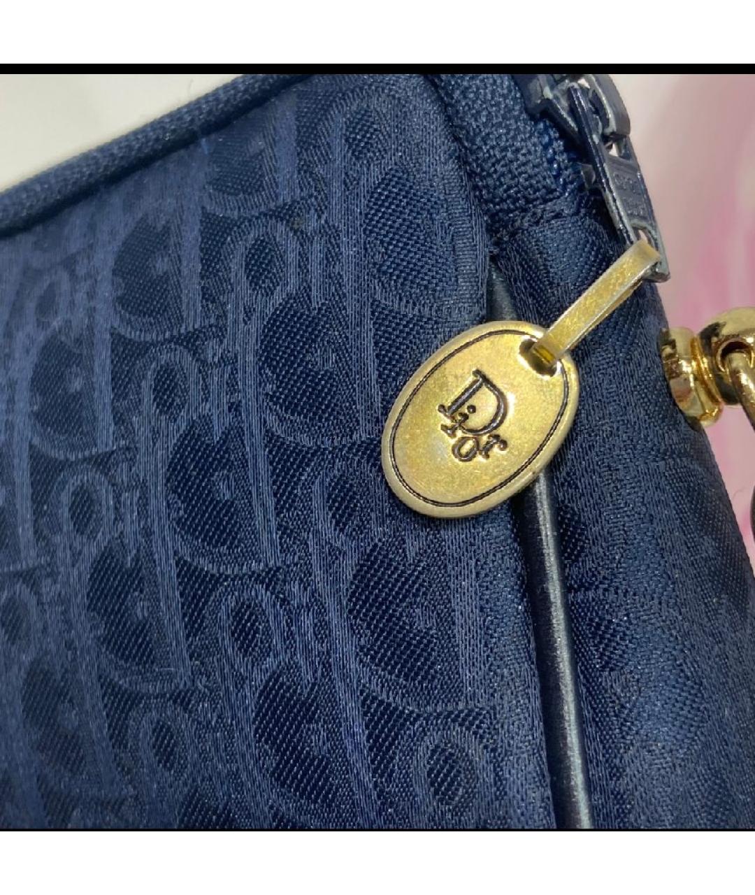 CHRISTIAN DIOR Темно-синяя тканевая сумка через плечо, фото 6