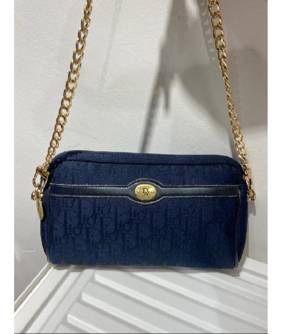 CHRISTIAN DIOR Темно-синяя тканевая сумка через плечо, фото 10
