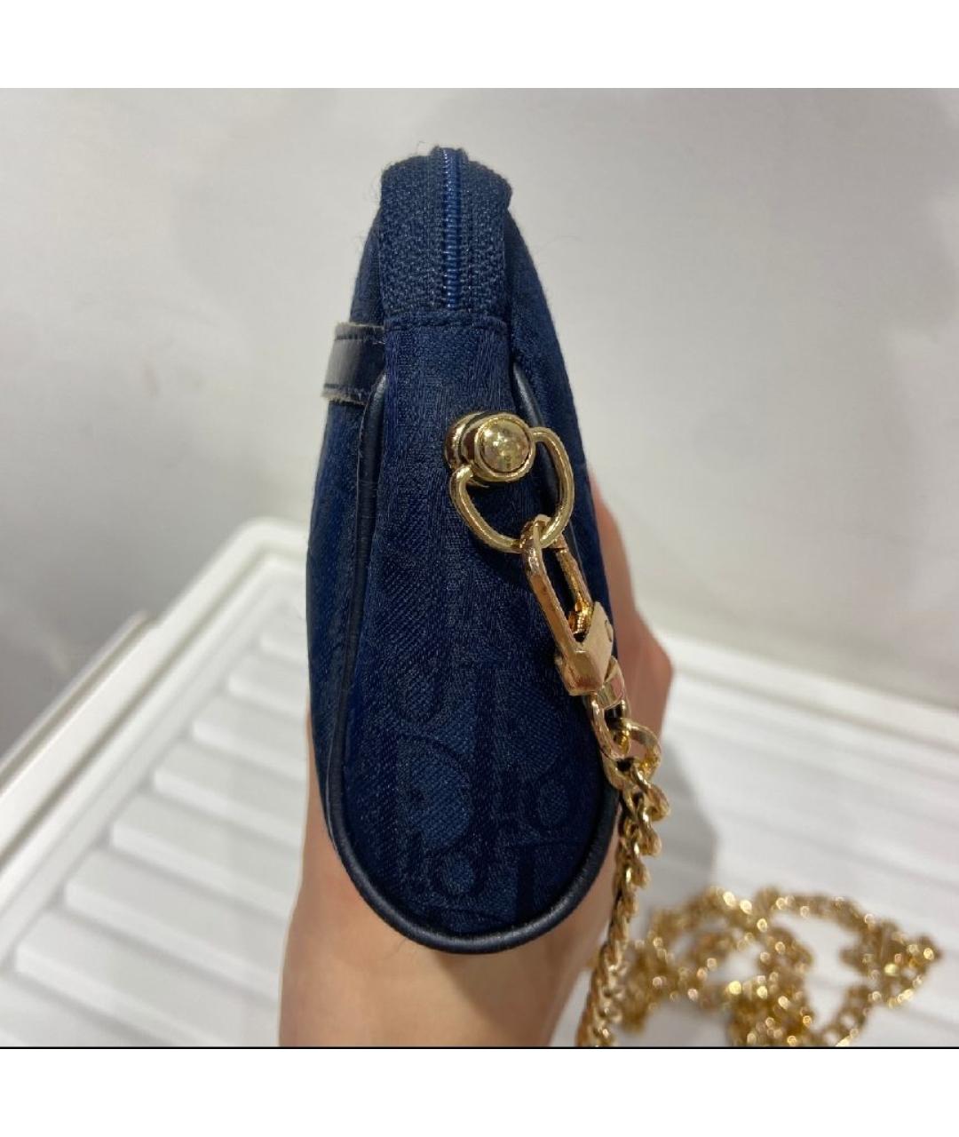 CHRISTIAN DIOR Темно-синяя тканевая сумка через плечо, фото 5