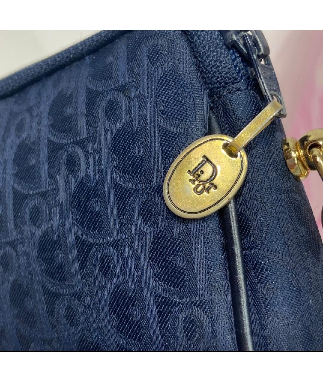 CHRISTIAN DIOR Темно-синяя тканевая сумка через плечо, фото 4