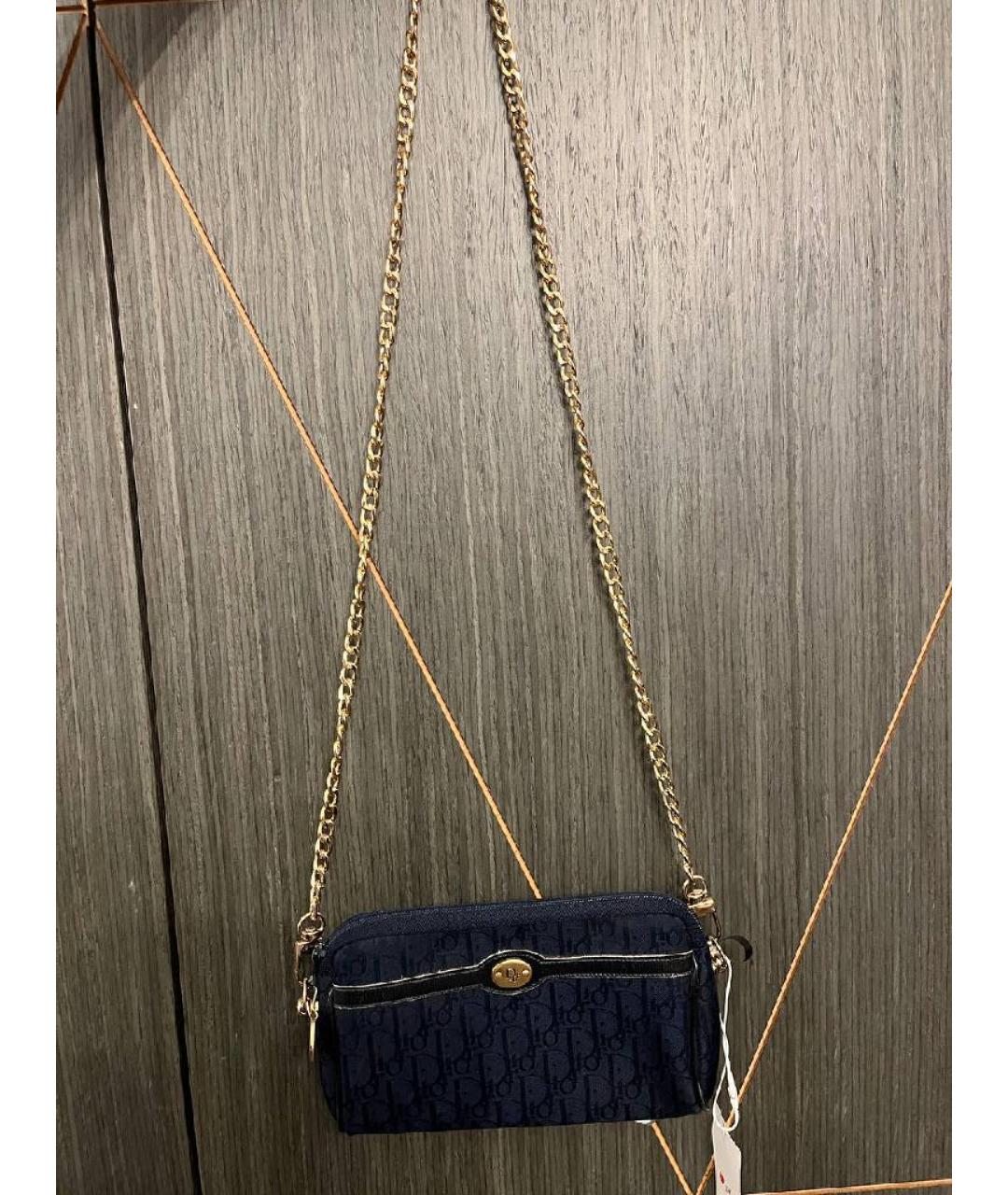 CHRISTIAN DIOR Темно-синяя тканевая сумка через плечо, фото 7