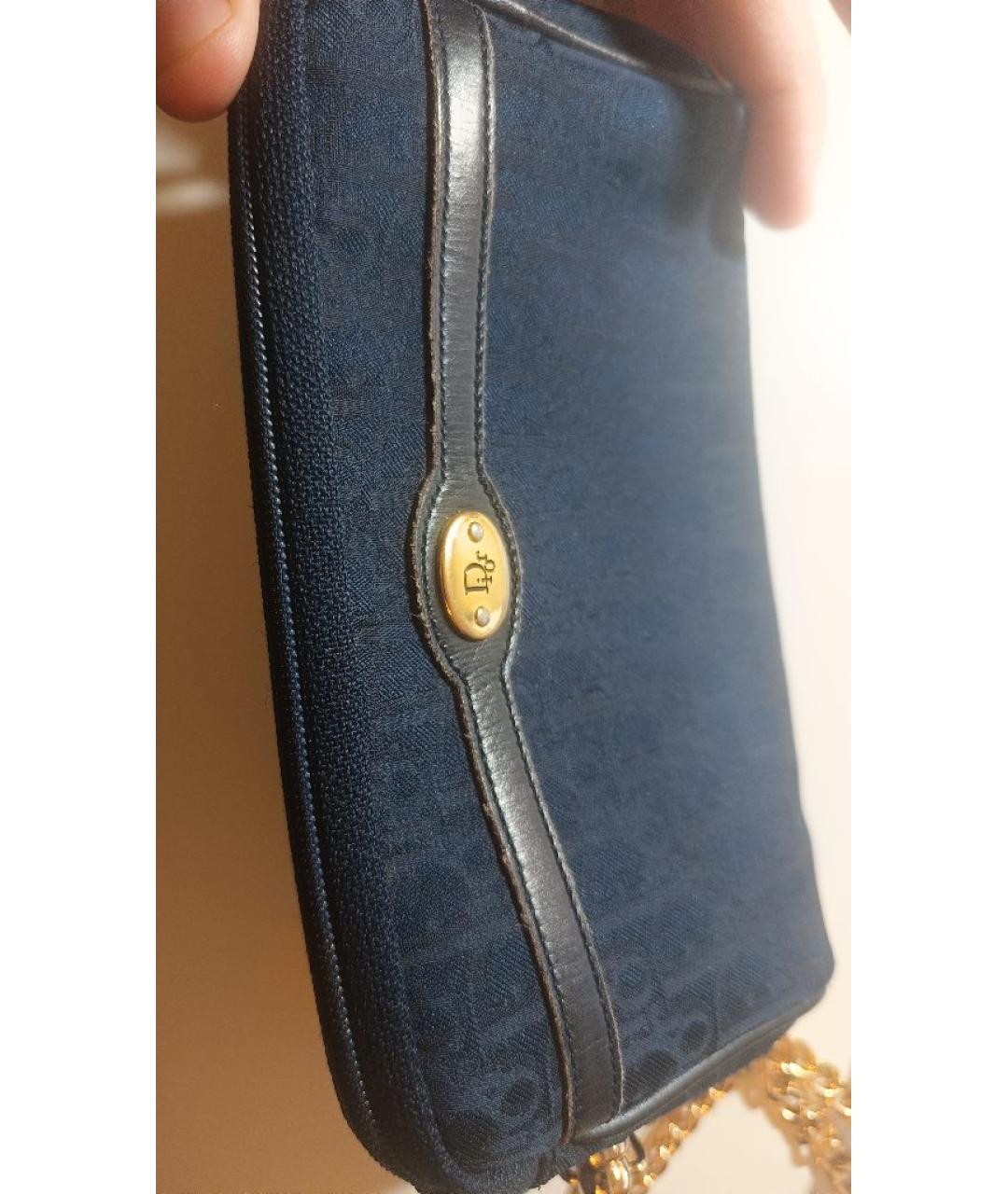 CHRISTIAN DIOR Темно-синяя тканевая сумка через плечо, фото 9