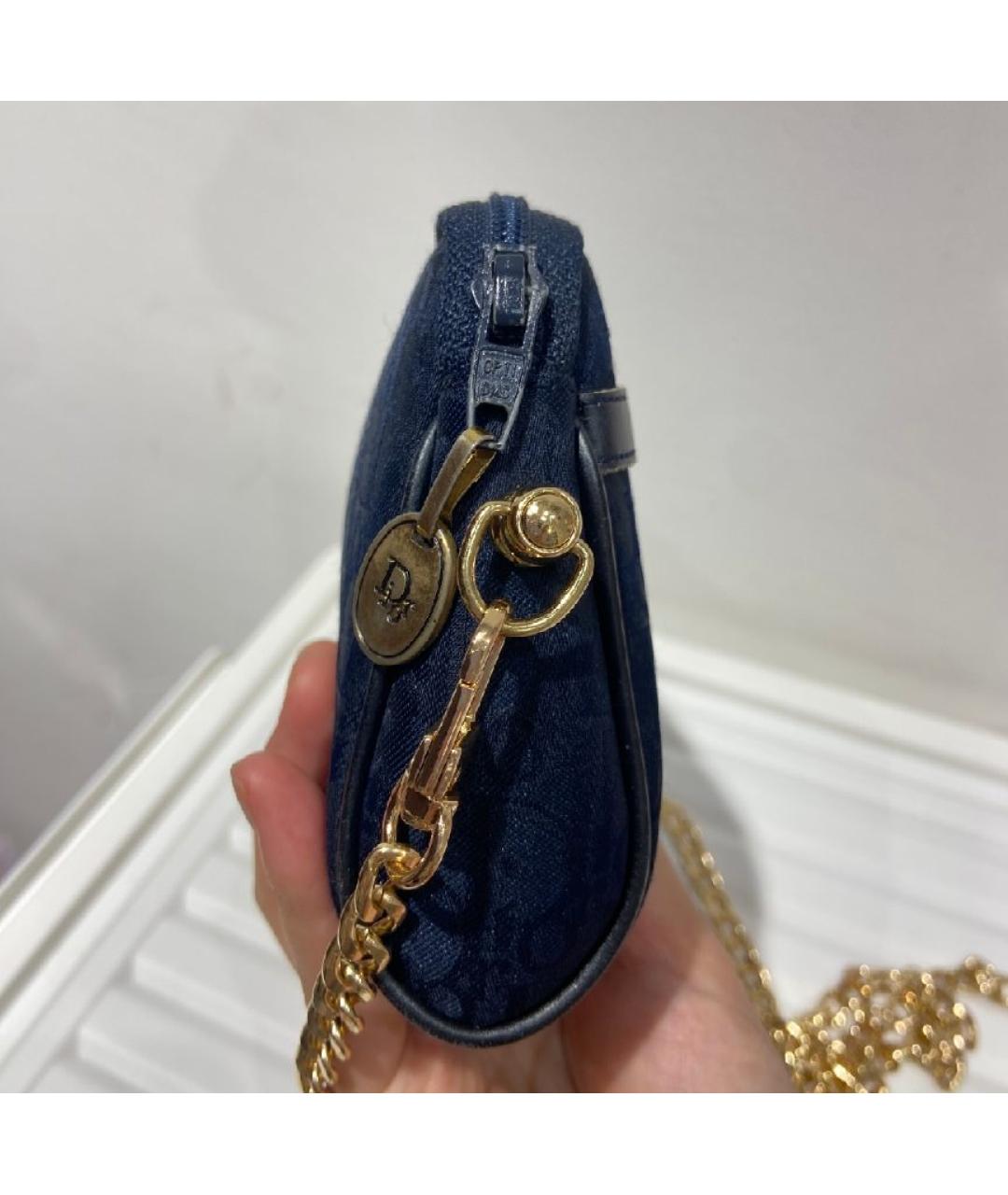 CHRISTIAN DIOR Темно-синяя тканевая сумка через плечо, фото 2