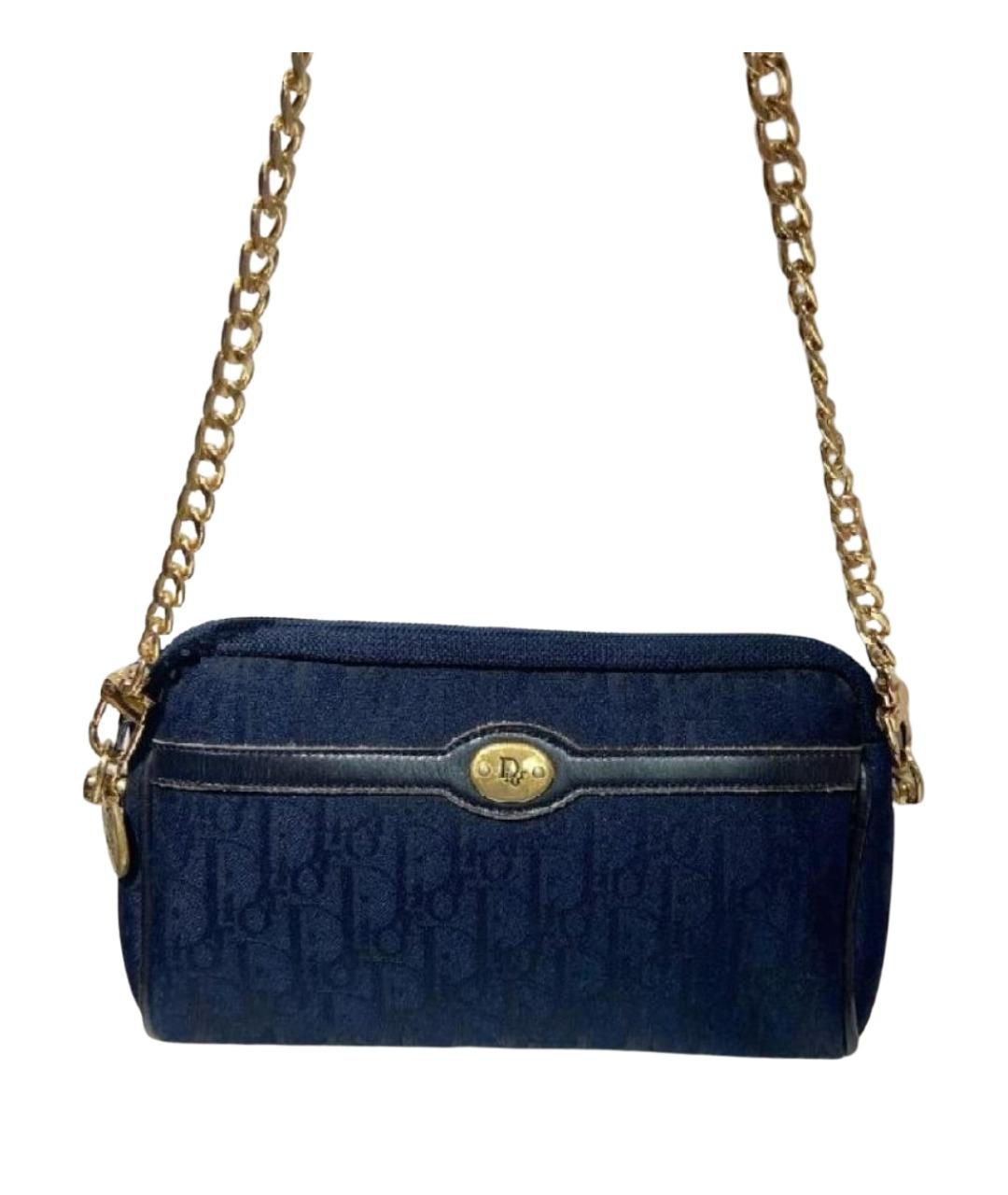 CHRISTIAN DIOR Темно-синяя тканевая сумка через плечо, фото 1