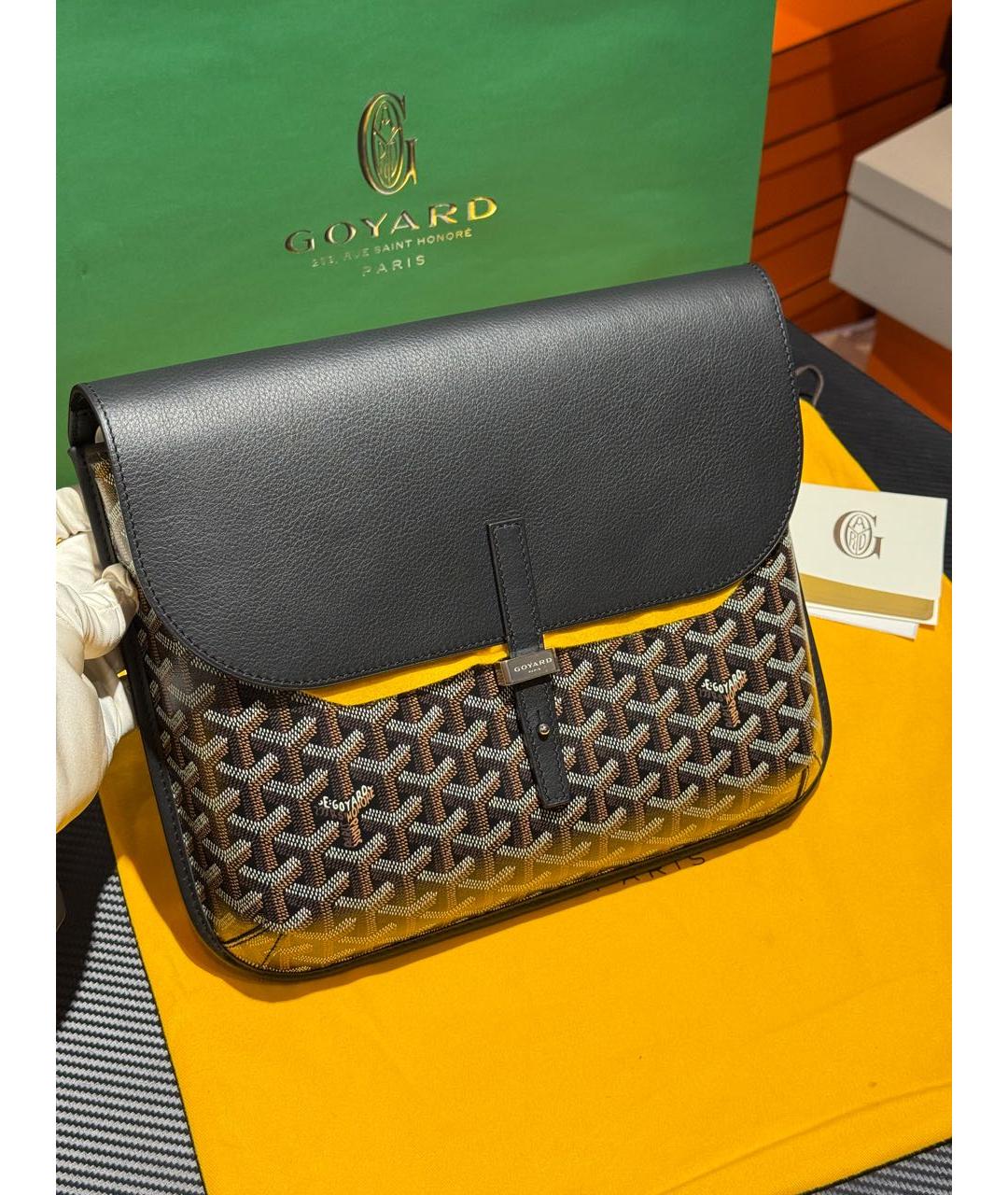 GOYARD Черная кожаная сумка на плечо, фото 3