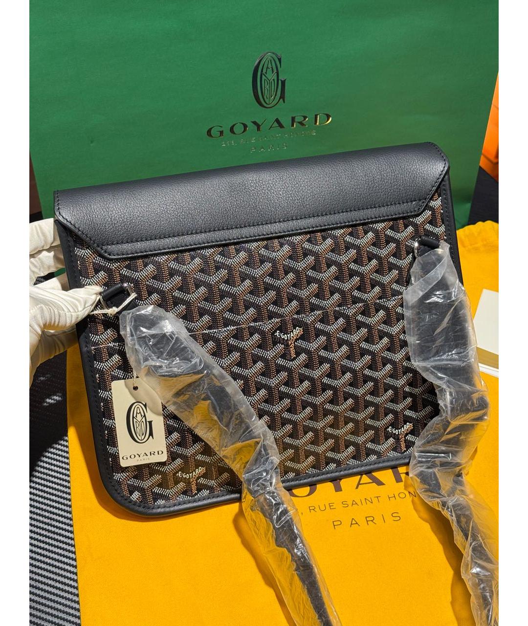 GOYARD Черная кожаная сумка на плечо, фото 5