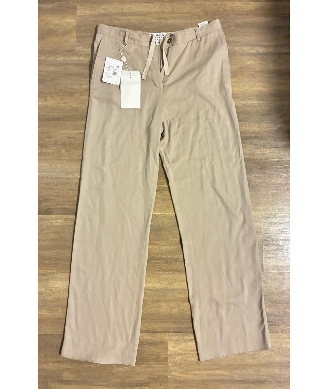 MAISON MARGIELA Бежевые вискозные прямые брюки, фото 7