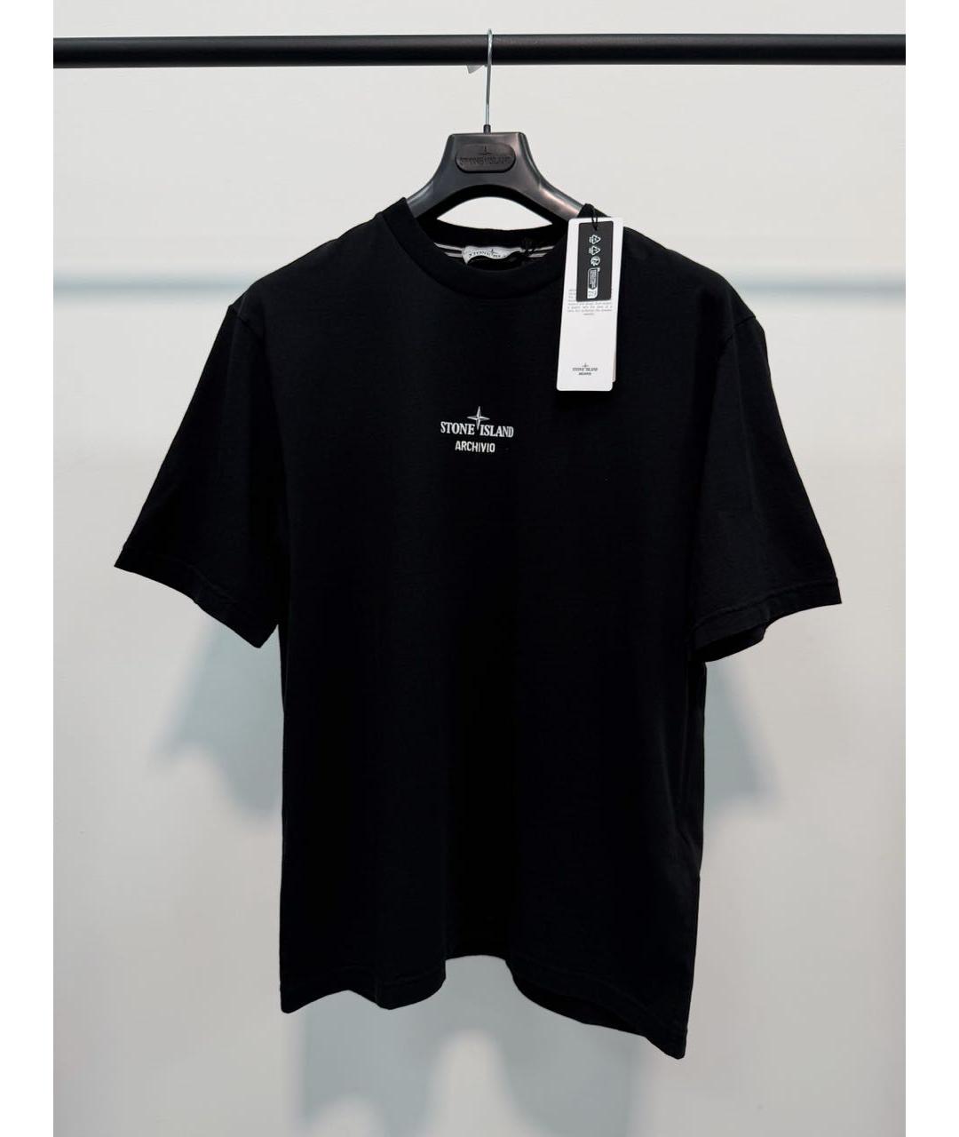 STONE ISLAND Черная хлопковая футболка, фото 5